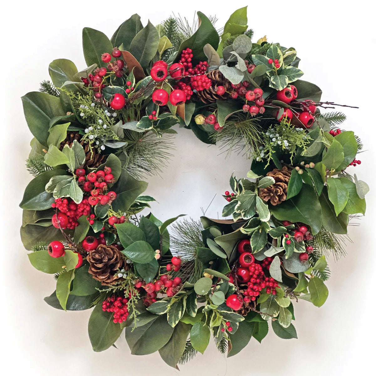 Red and Green Holiday Deluxe Wreath 26"D