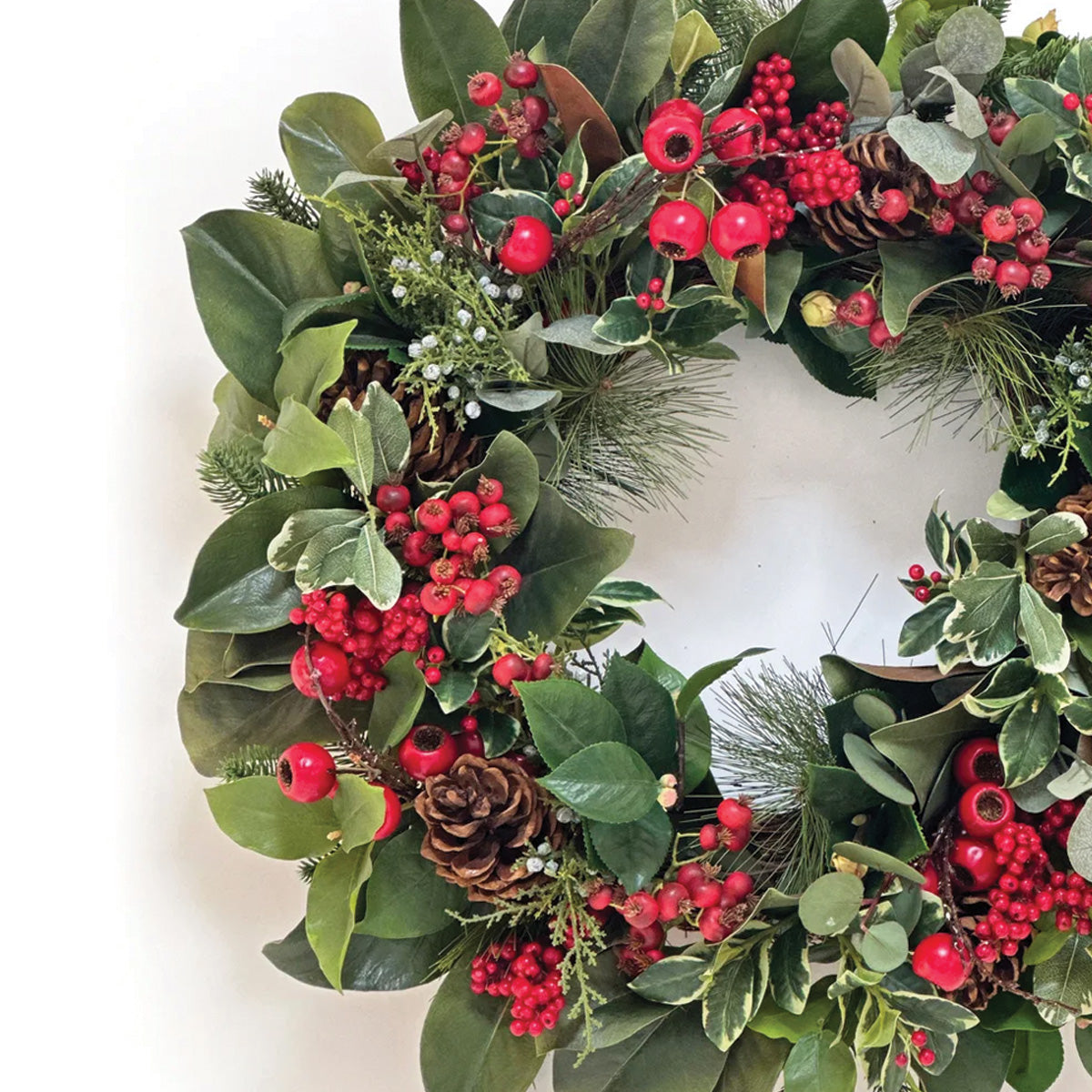 Red and Green Holiday Deluxe Wreath 26"D
