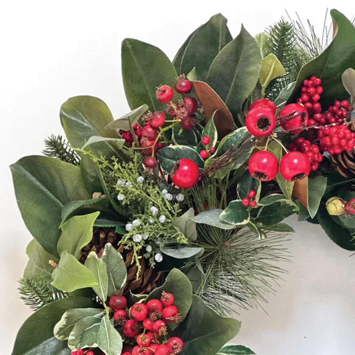 Red and Green Holiday Deluxe Wreath 26"D