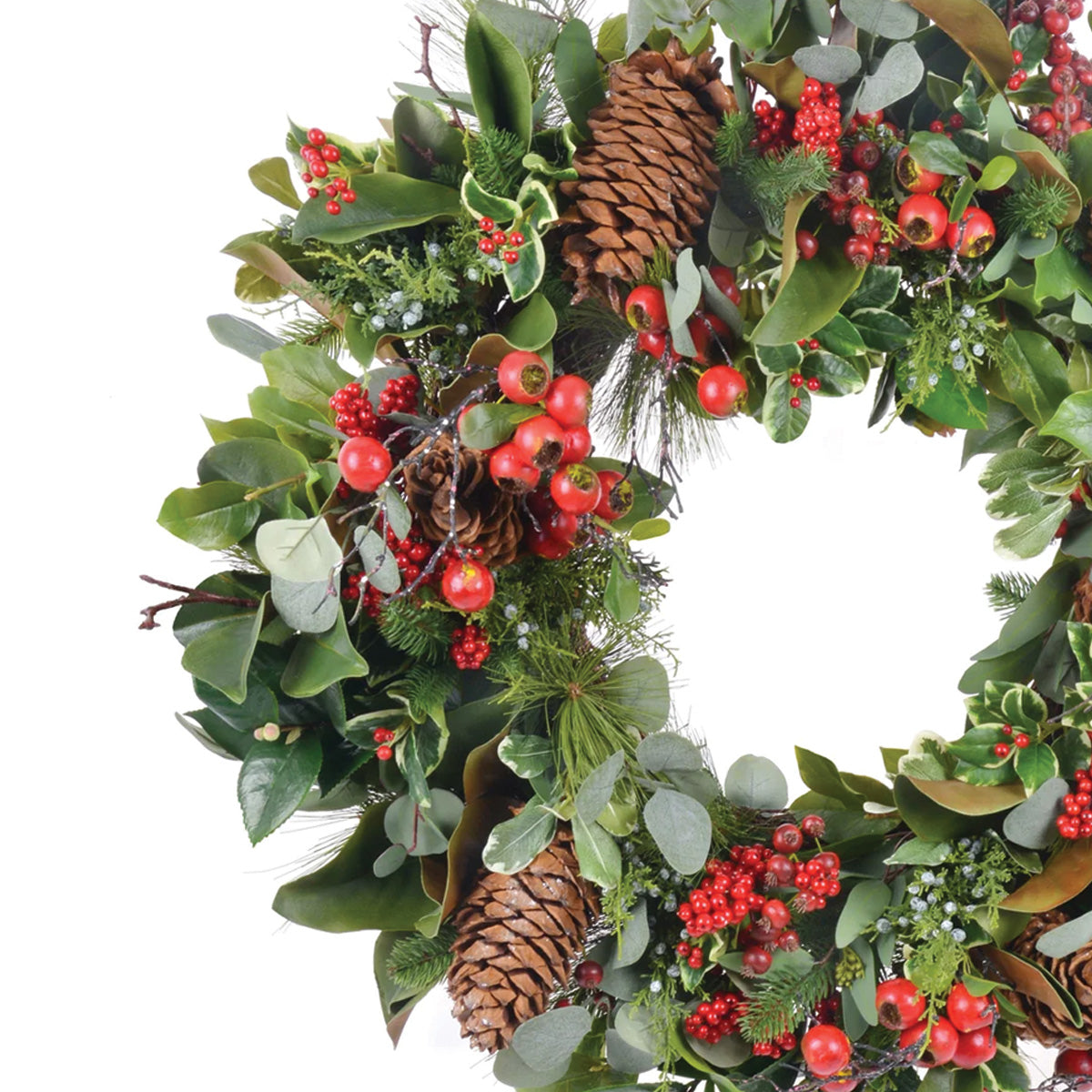 Red and Green Holiday Deluxe Wreath 32"