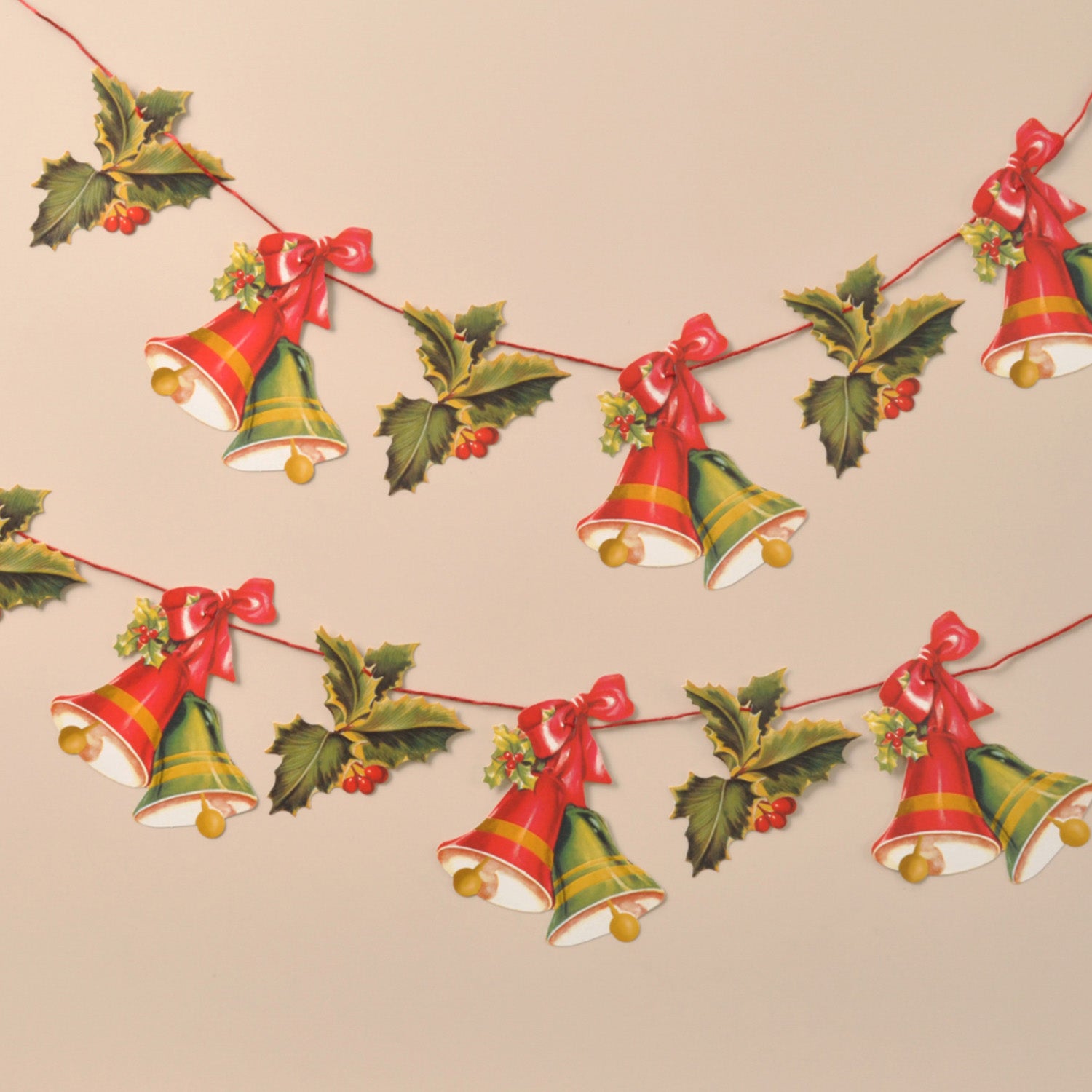 Holly and Bells Paper Garland