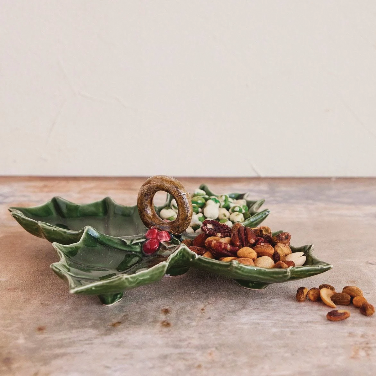 Ceramic Holly Leaf Shaped Dish