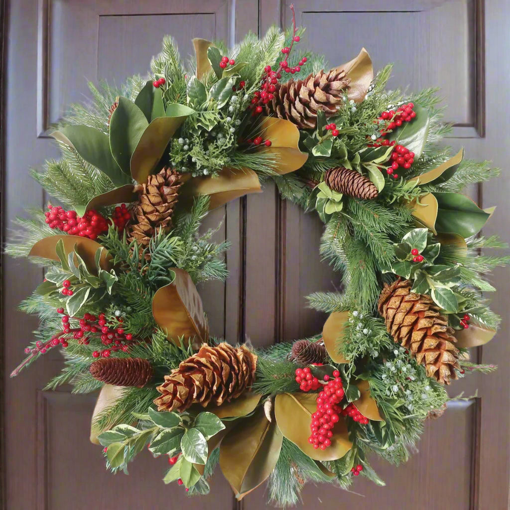 Holly and Pine Mix Wreath