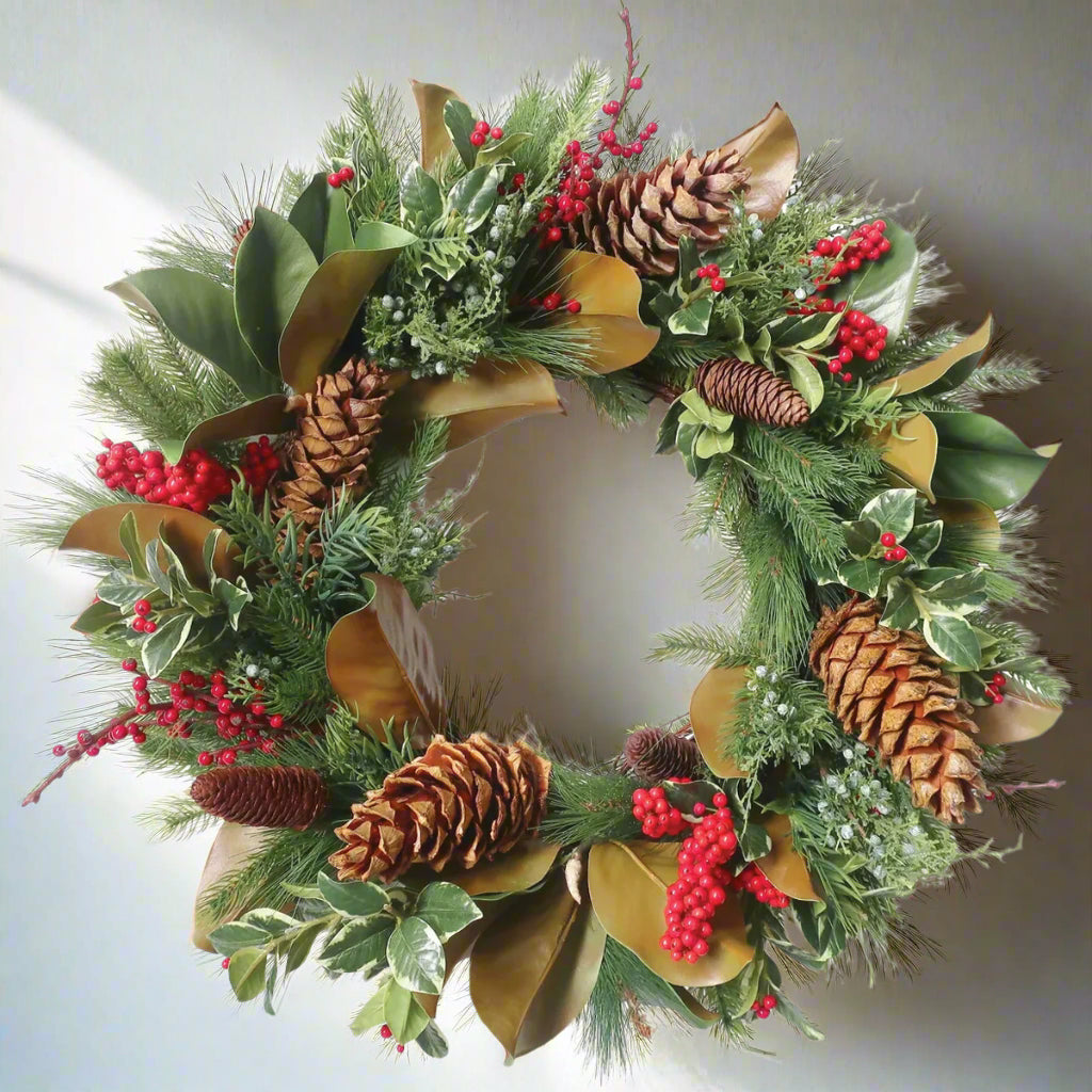 Holly and Pine Mix Wreath
