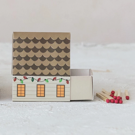Safety Matches in House Shaped Matchbox Brown Roof