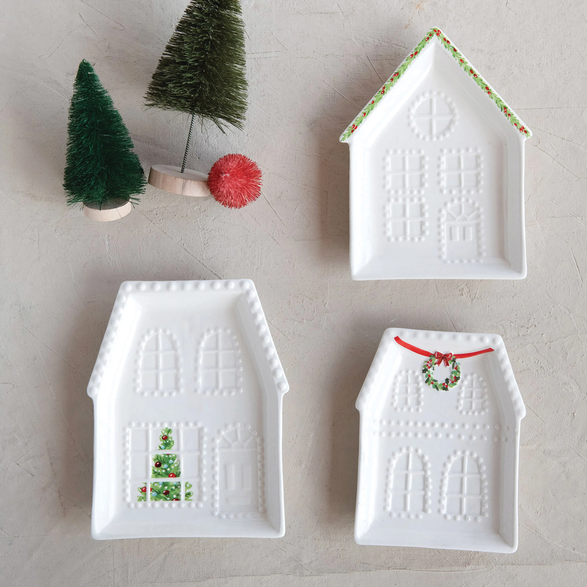 Stoneware White House with Tree Plate