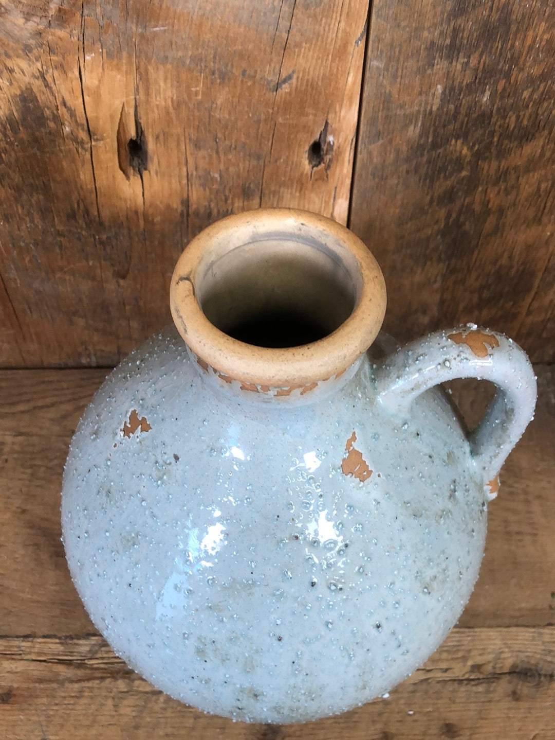 Terracotta Blue Green Jug with Handle