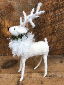 Wool White Deer with Wreath Papa