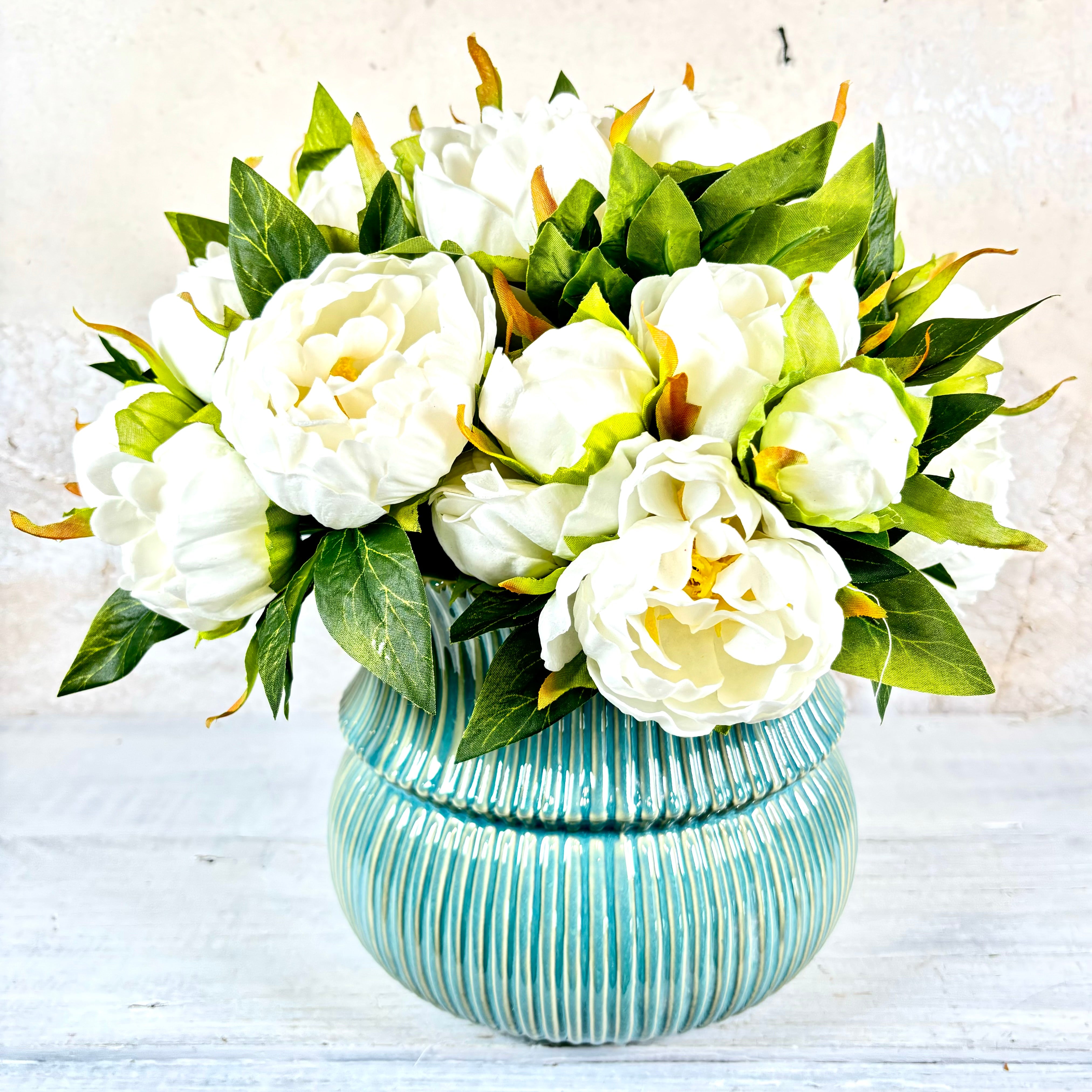 Verdant Pleated Blue Green Pot Wide