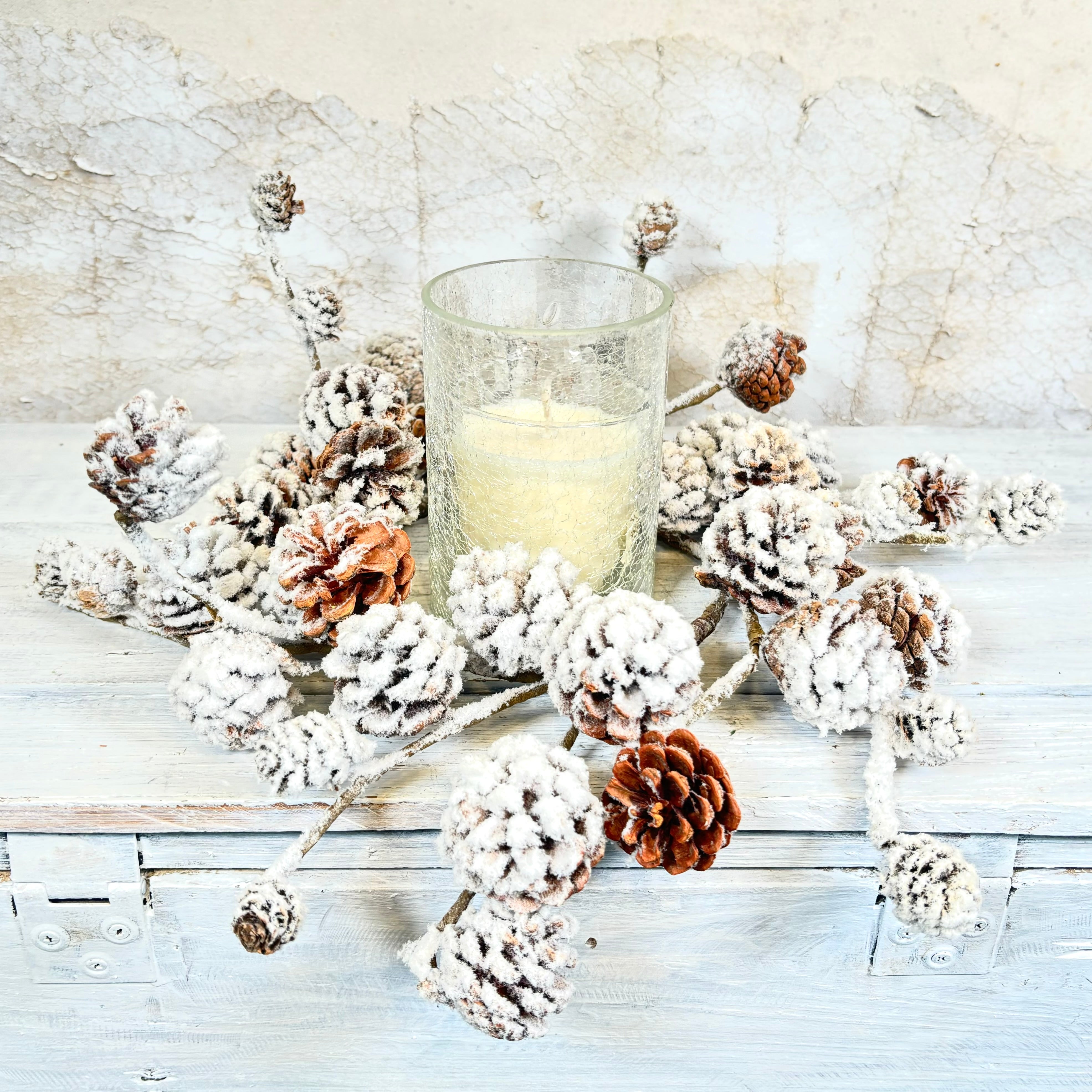 Snowy Pine Cone Candle Ring