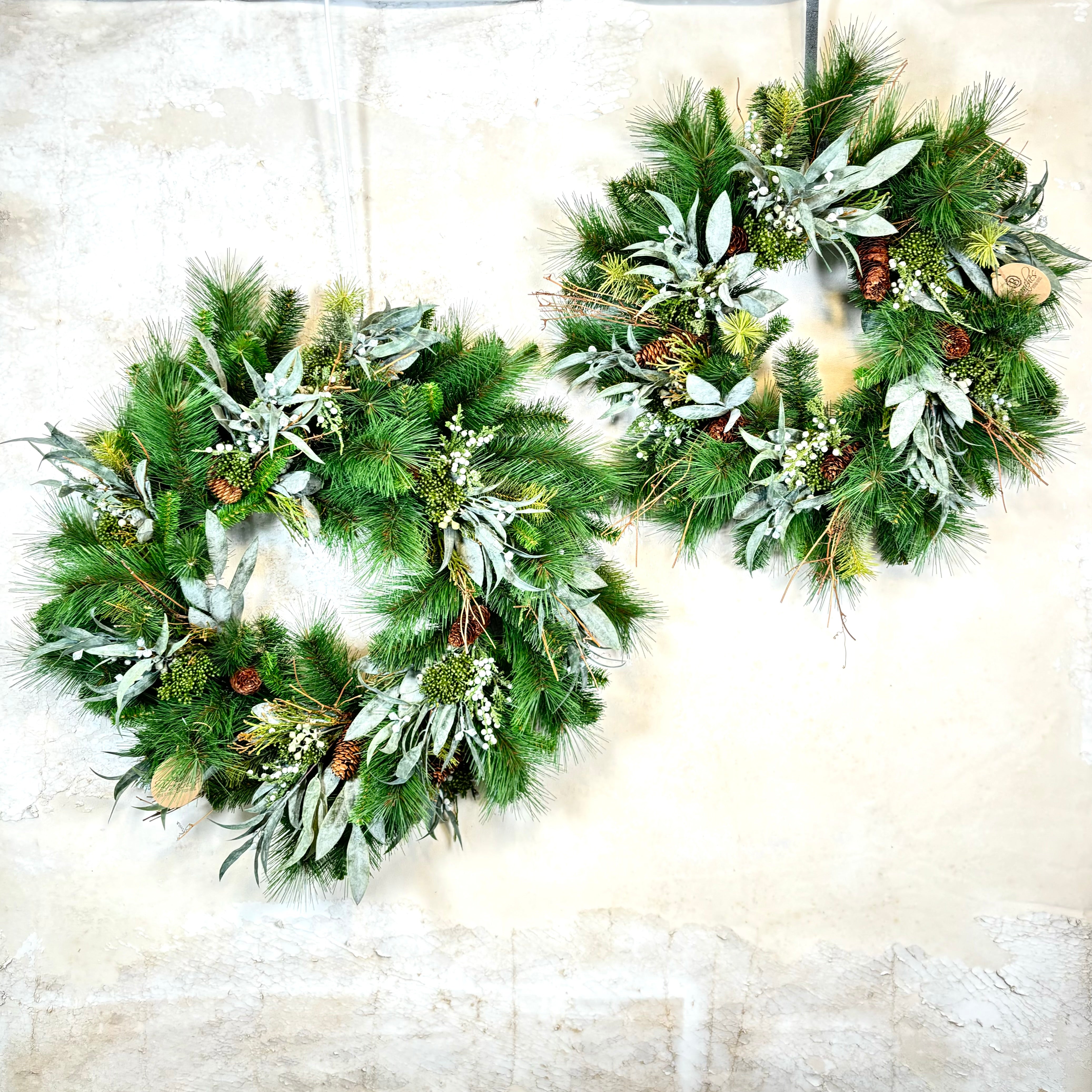 30"D Wreath Seeded Eucalyptus and Pine