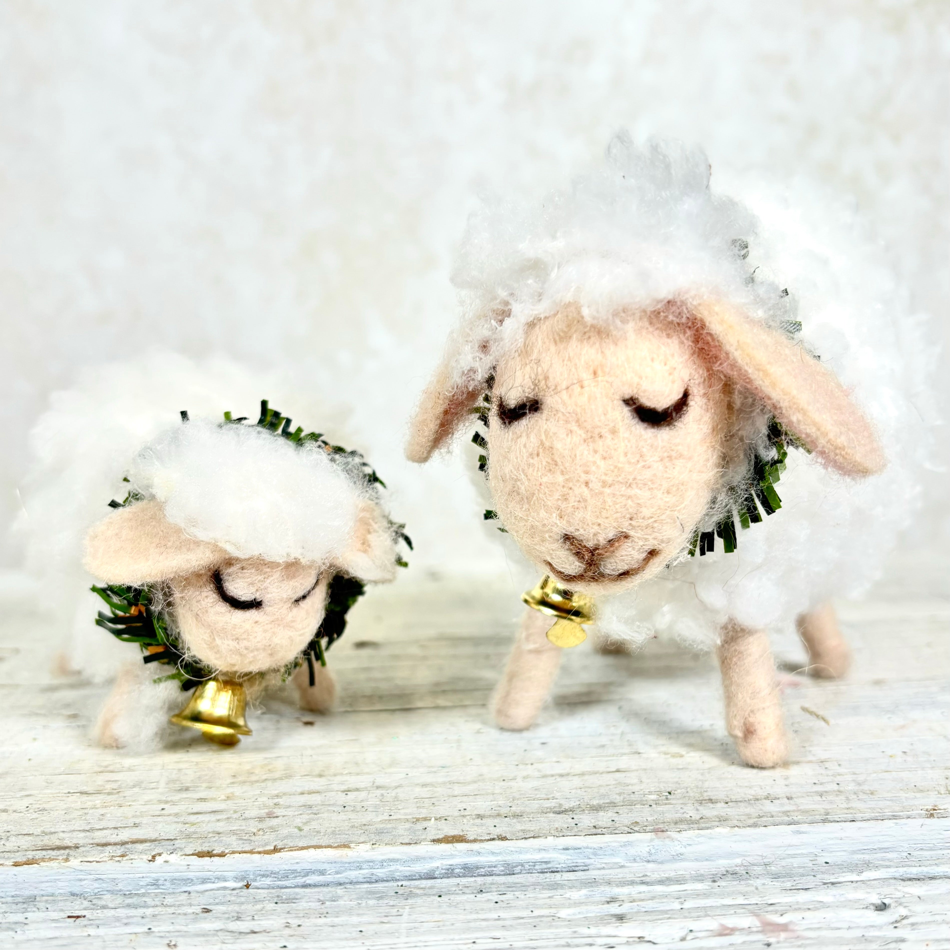 Momma Felt Wooly Sheep with Wreath and Bell Collar