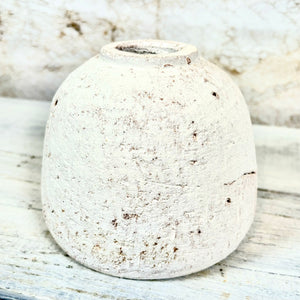 Terra Cotta White Textured Vase Short