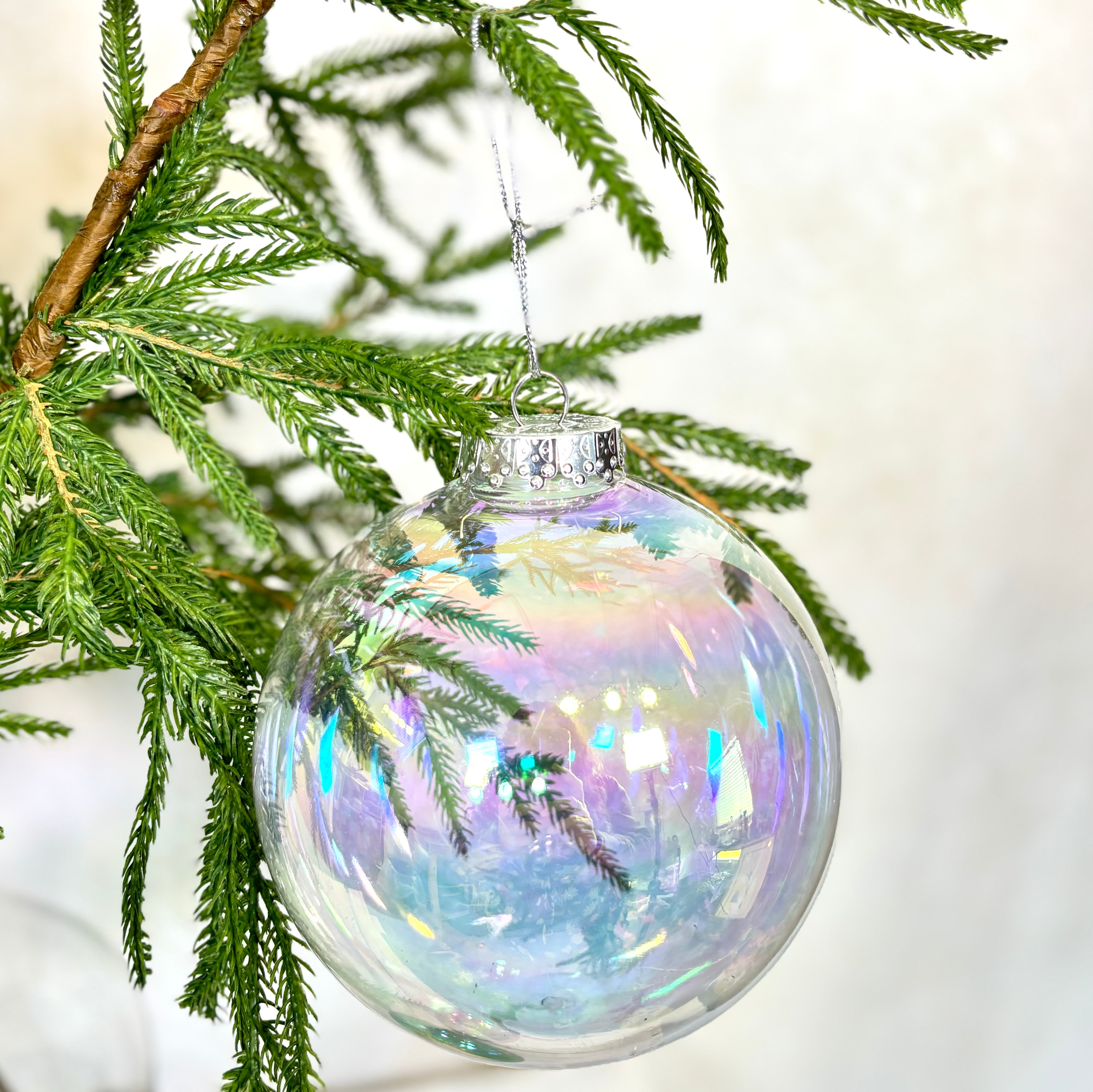 Iridescent Finished Shatterproof Teardrop Ornament Clear