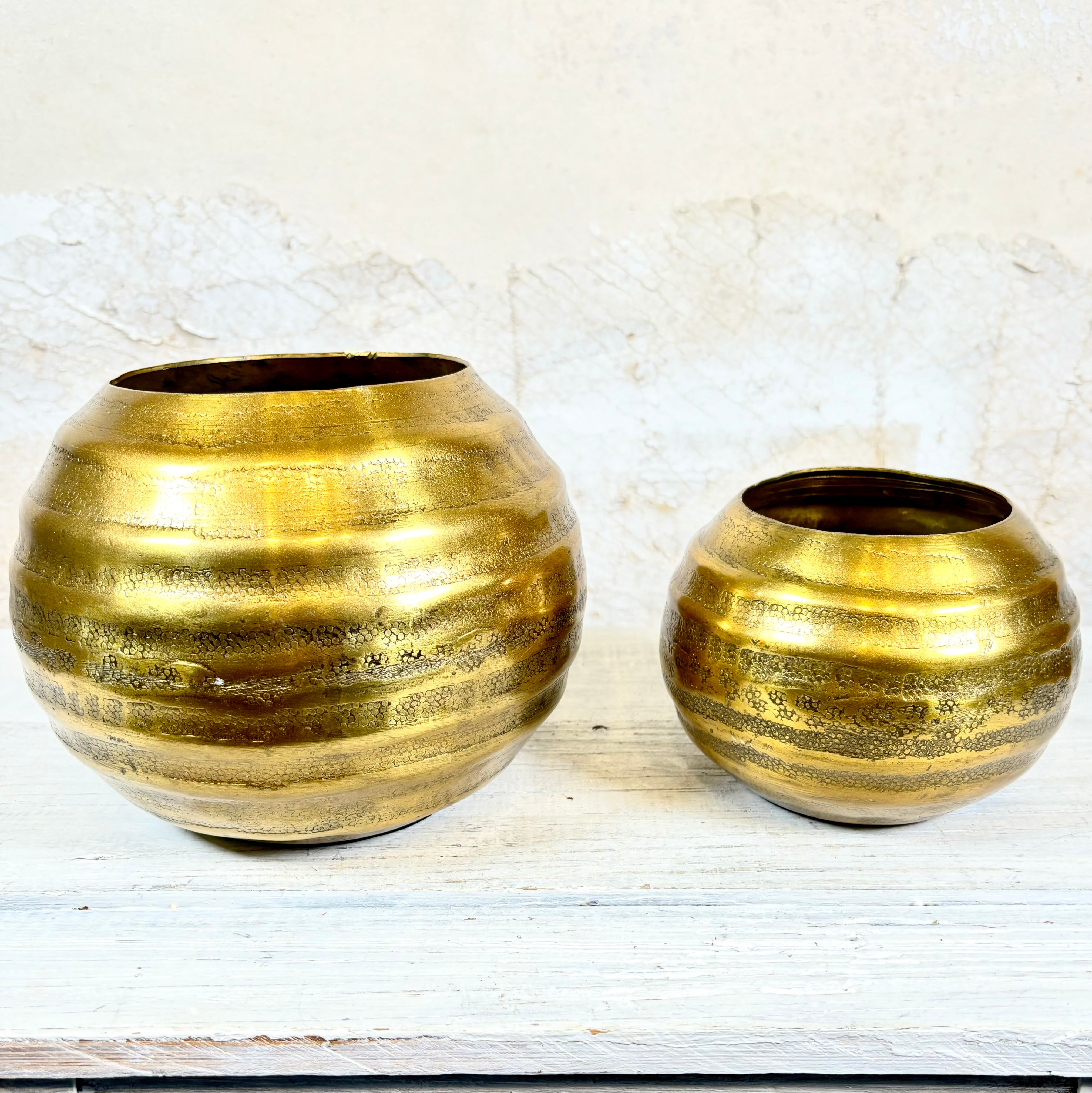 Aluminum Gold Grooved Bowl Small