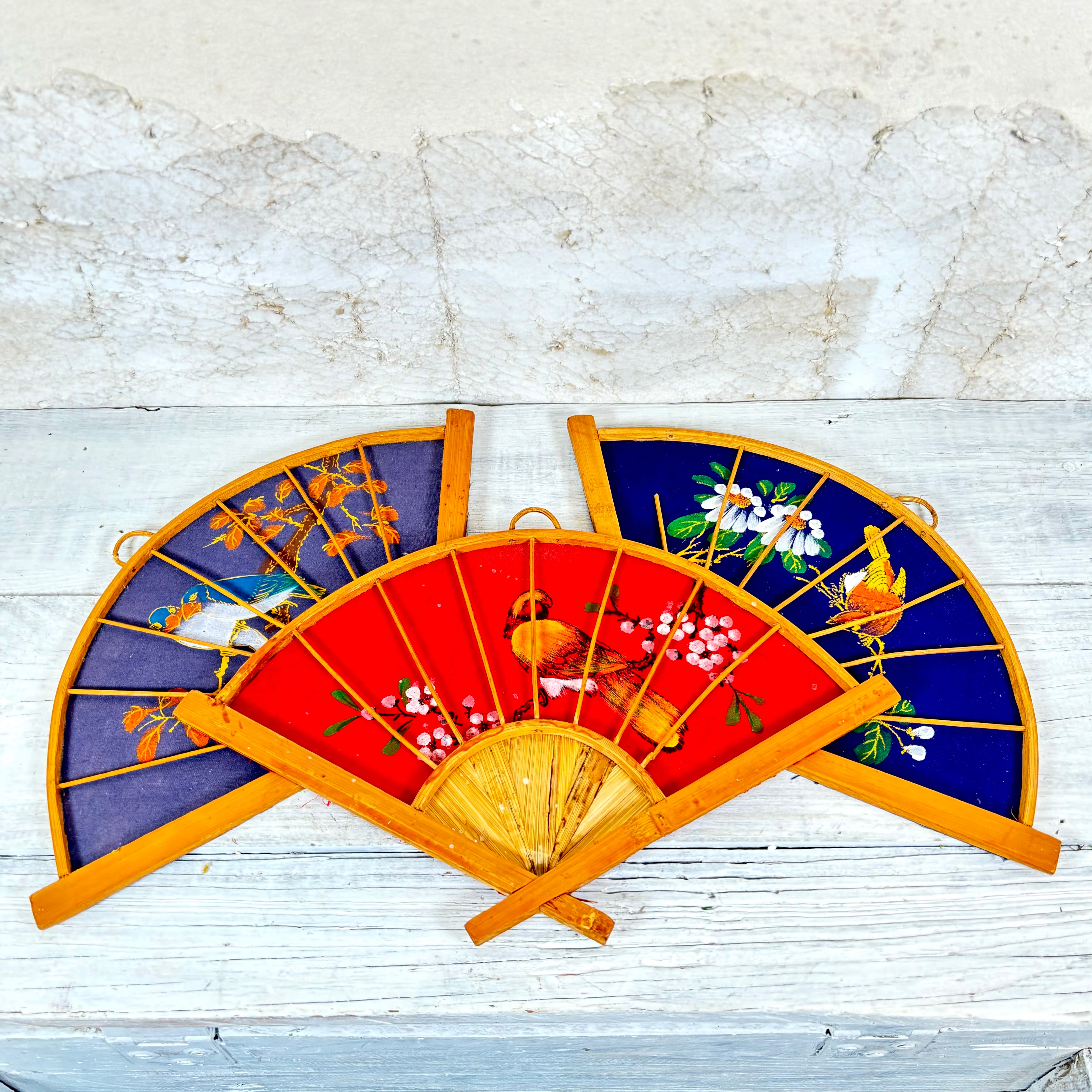 Vintage Painted Royal Blue Fan