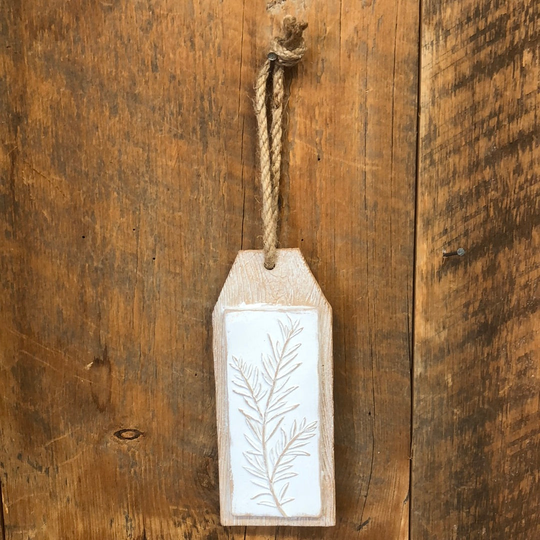 Resin Pine Branch Tag Ornament Large