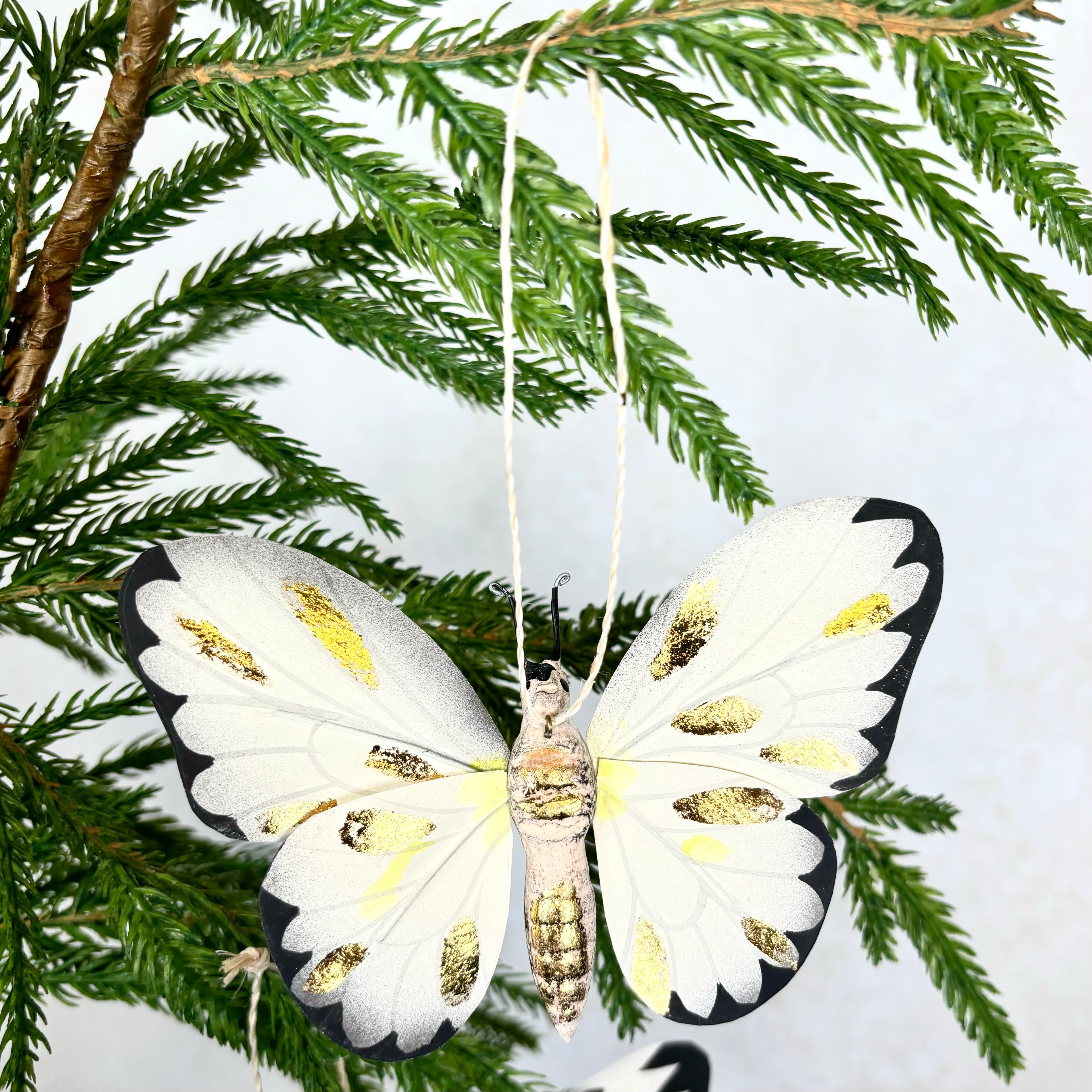 Moth with Gold Markings Paper Mache Ornament