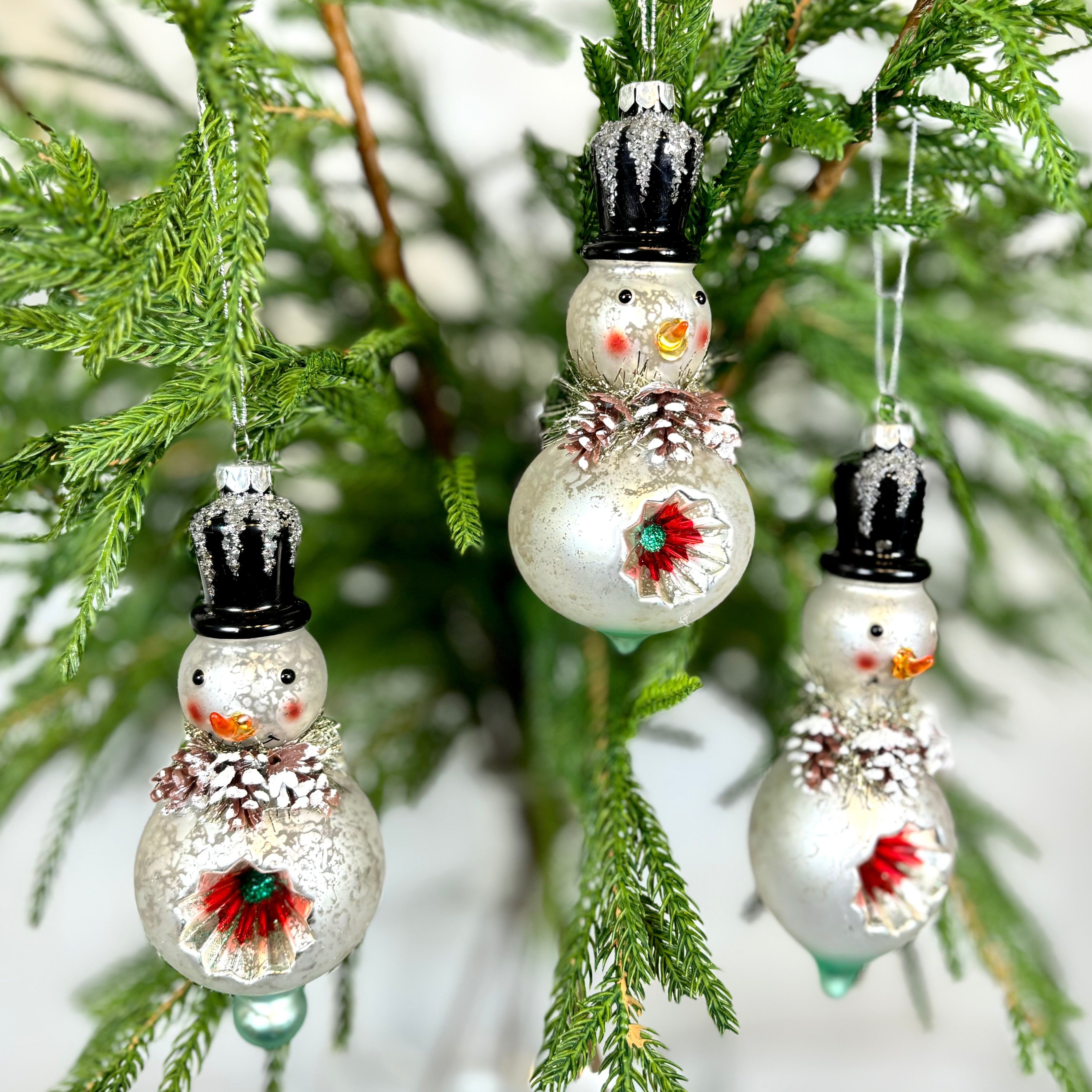 Mercury Glass Snowman Ornament Medium