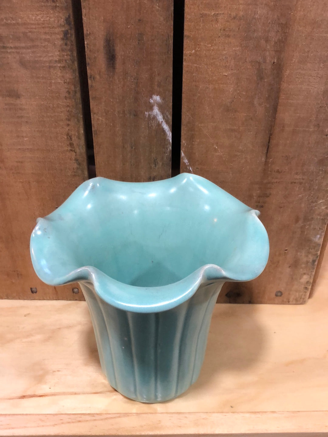 Mid Century Modern Turquoise Ceramic Vase