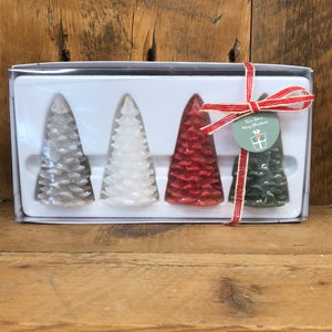 Box of Four Multi Color Pine Tree Candles