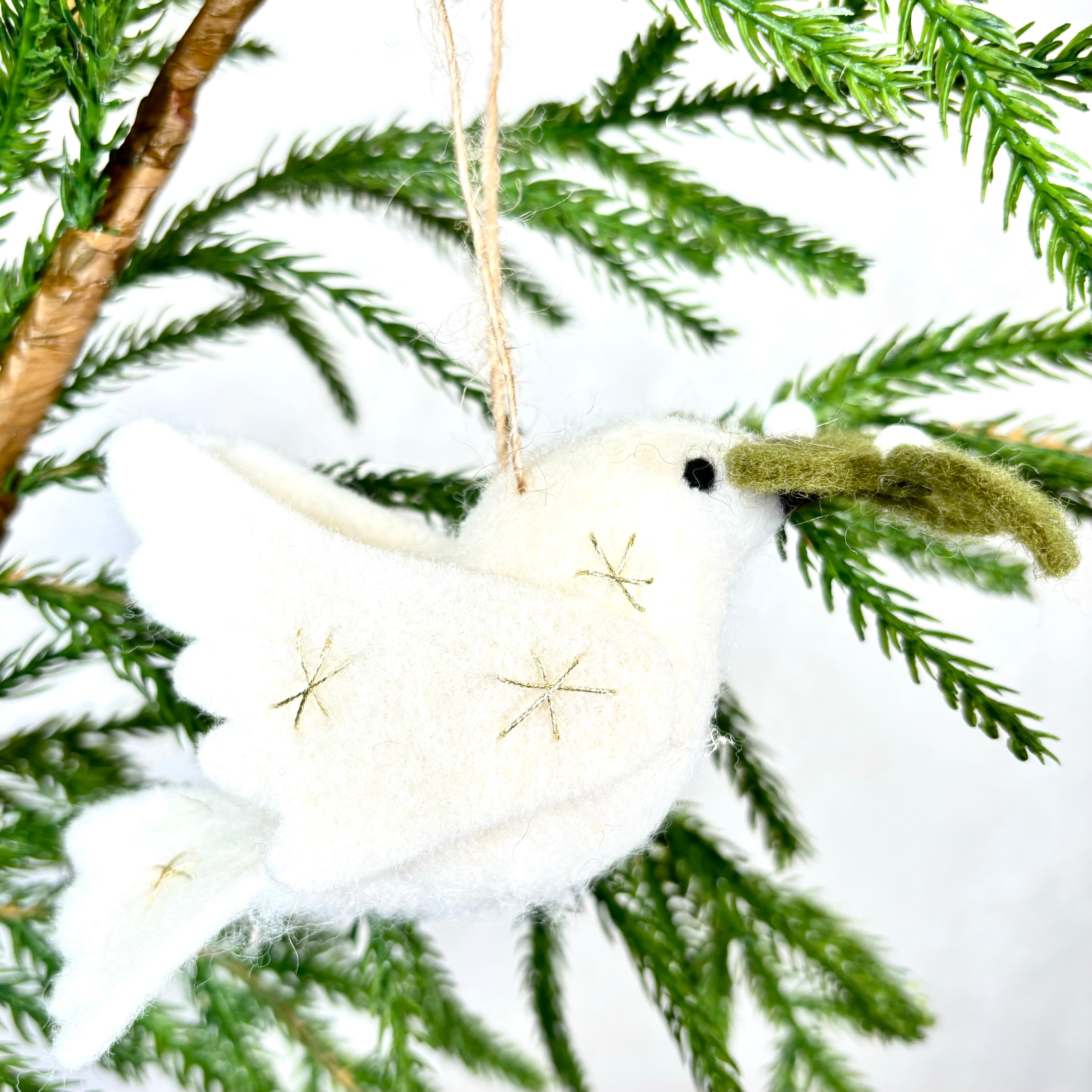 Felt Winter White Dove of Peace Ornament