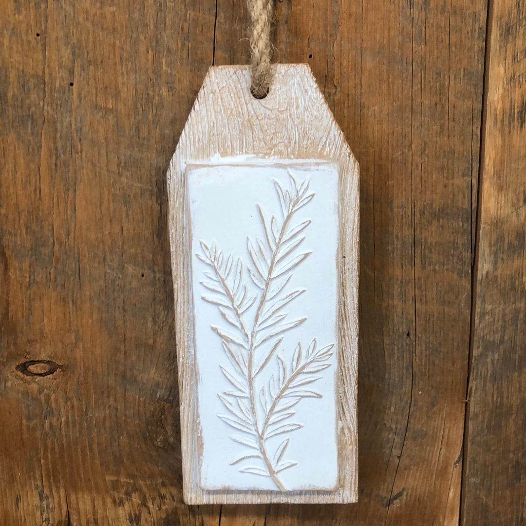 Resin Pine Branch Tag Ornament Large