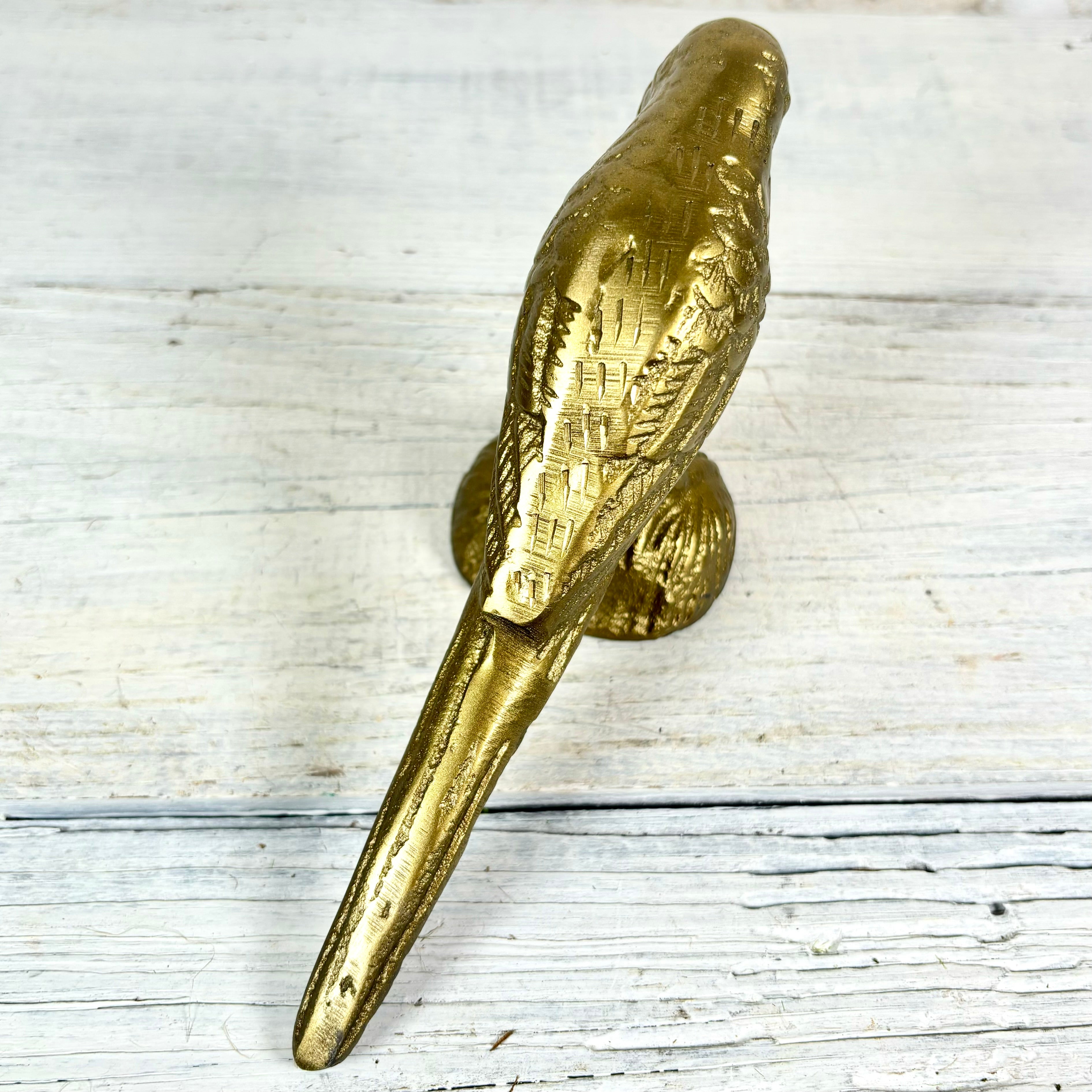 Cast Aluminum Antiqued Gold Finish Bird