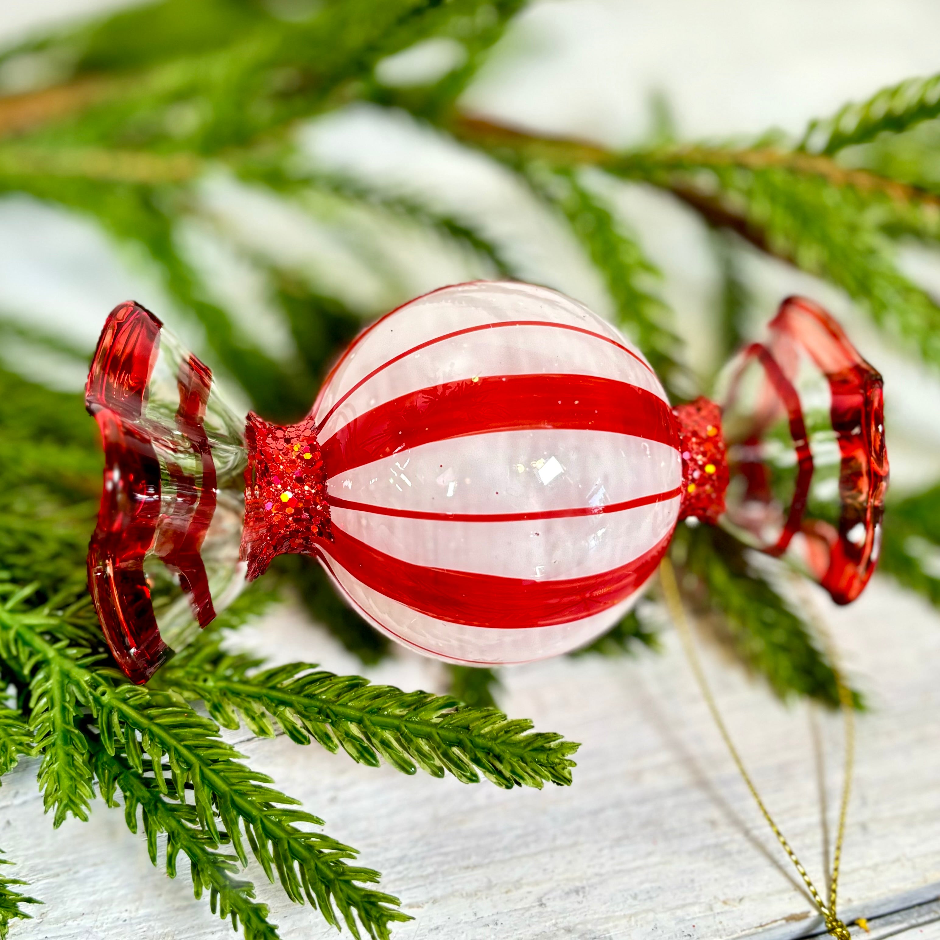 Round Peppermint Glass Candy Ornament