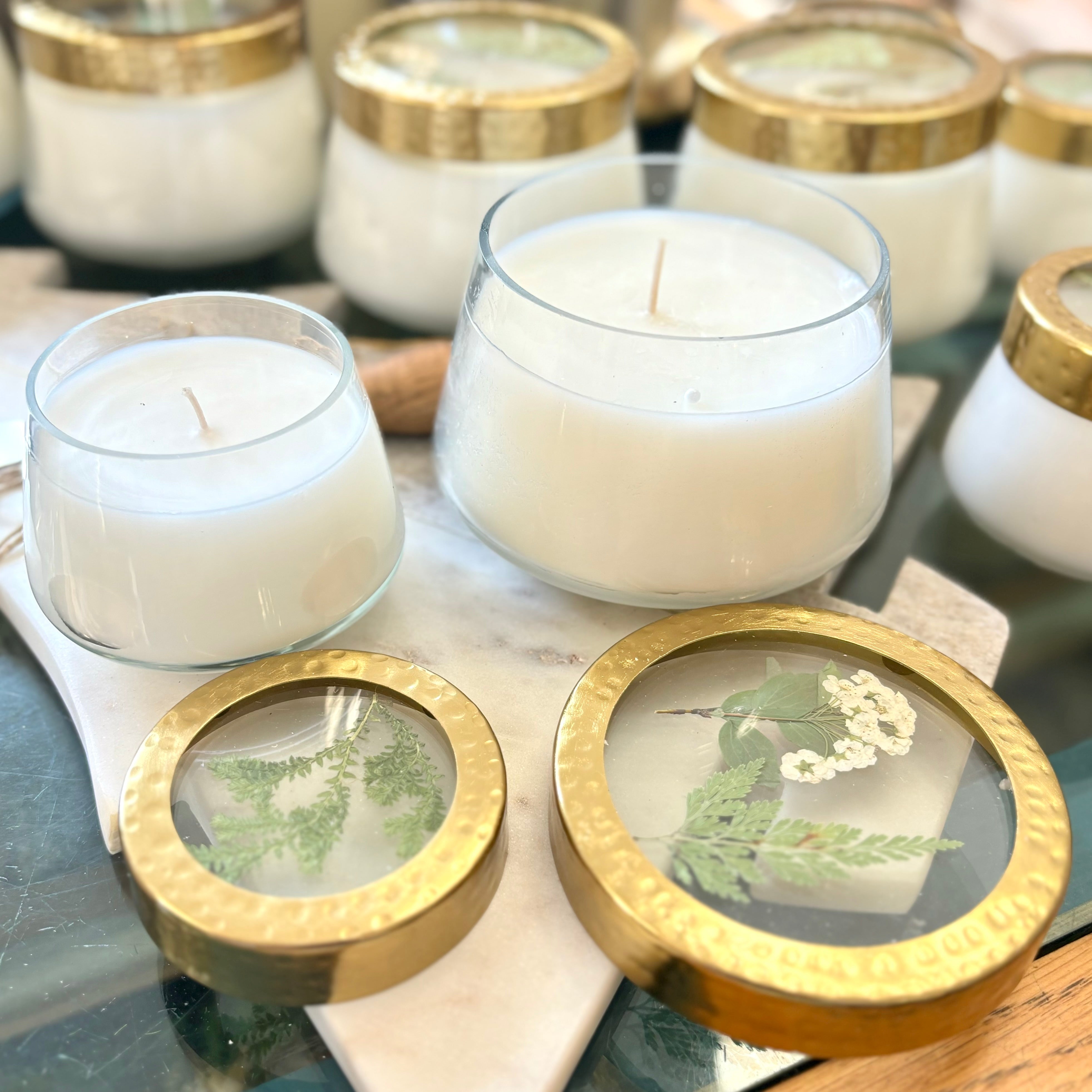 Hand-Poured Pressed Floral Candle Glass Forest Small