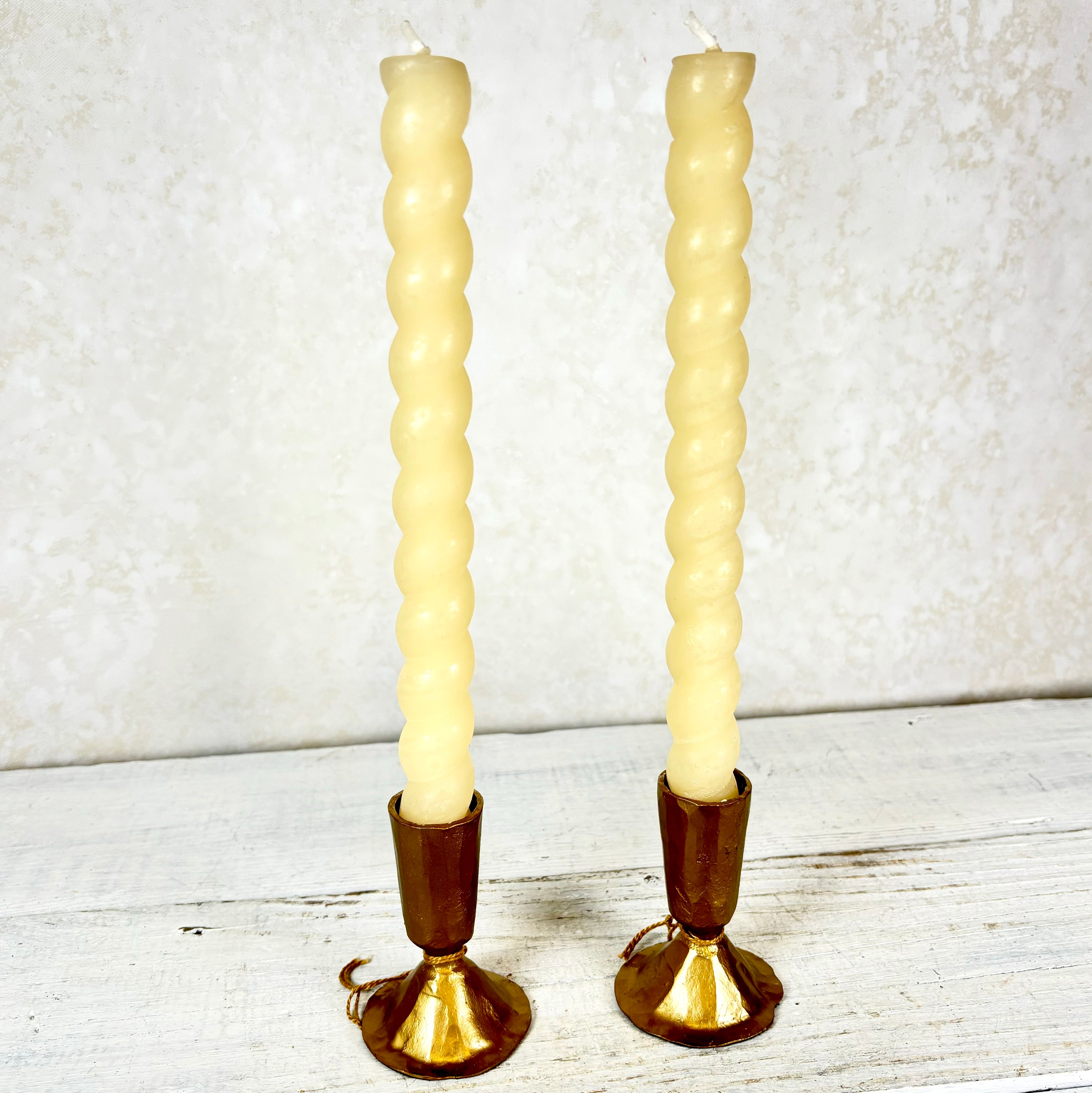 Unscented Cream Twisted Taper Candle Box of Two