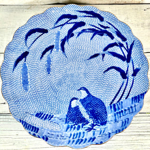 Blue Chinese Quail Platter by Arita