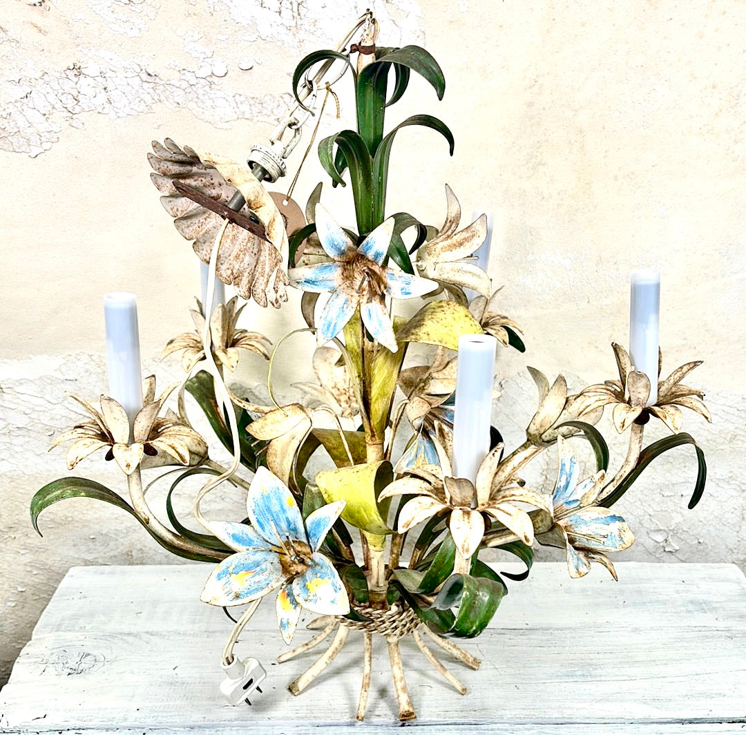 1960s Vintage Italian Lily Flower Chandelier