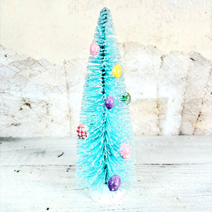 Blue Flocked Bristle Easter Tree with Eggs