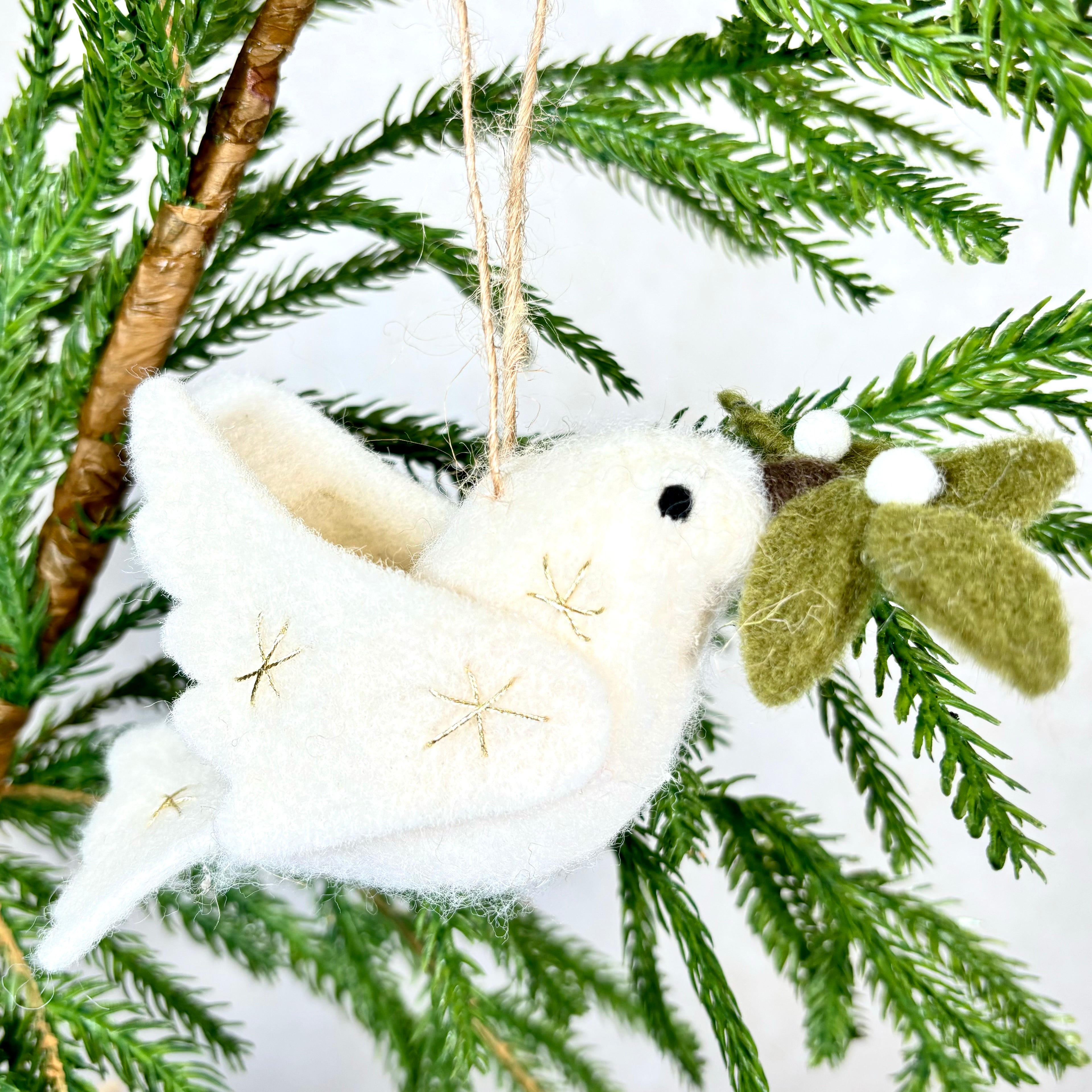 Felt Winter White Dove of Peace Ornament