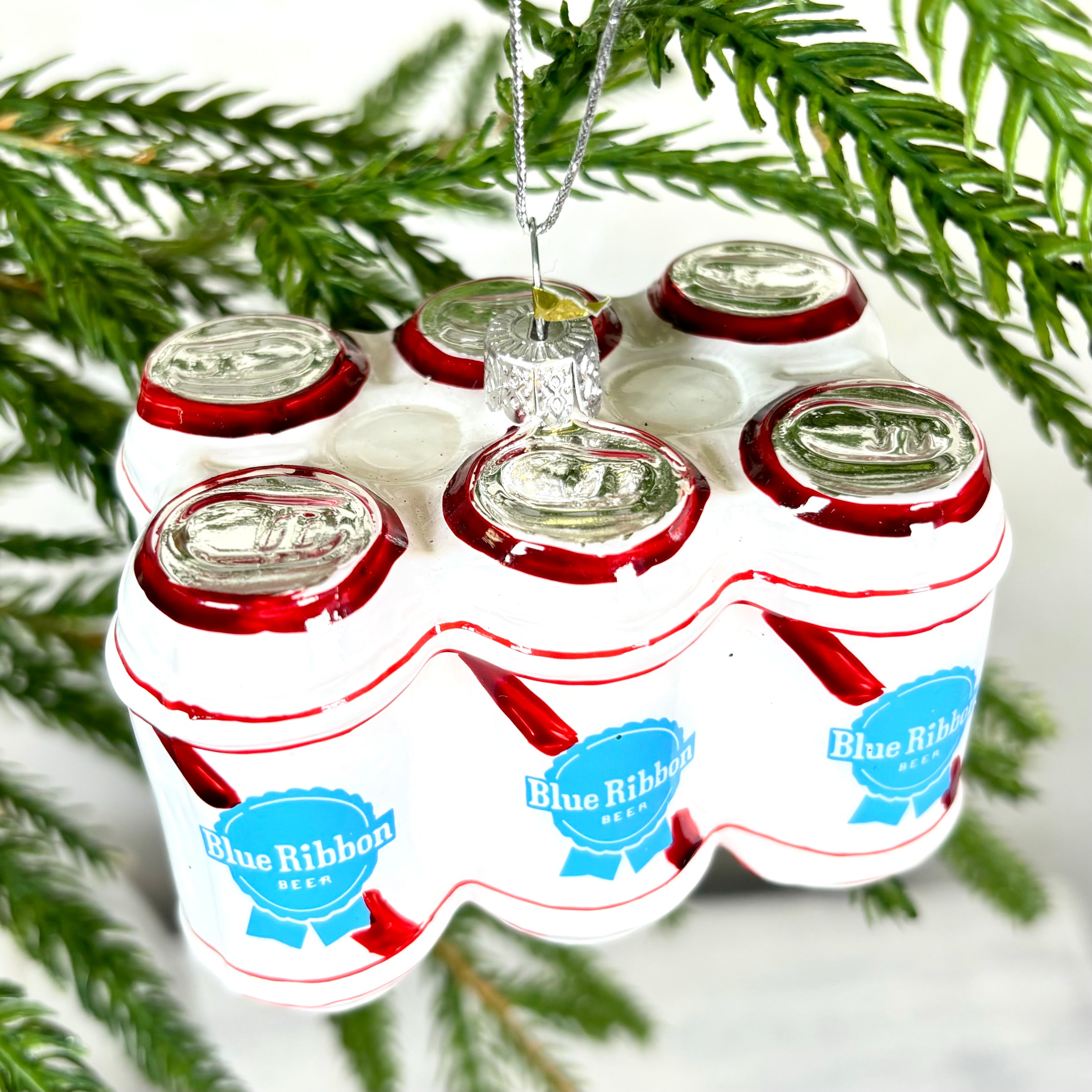 Six Pack of Blue Ribbon Beer Glass Ornament