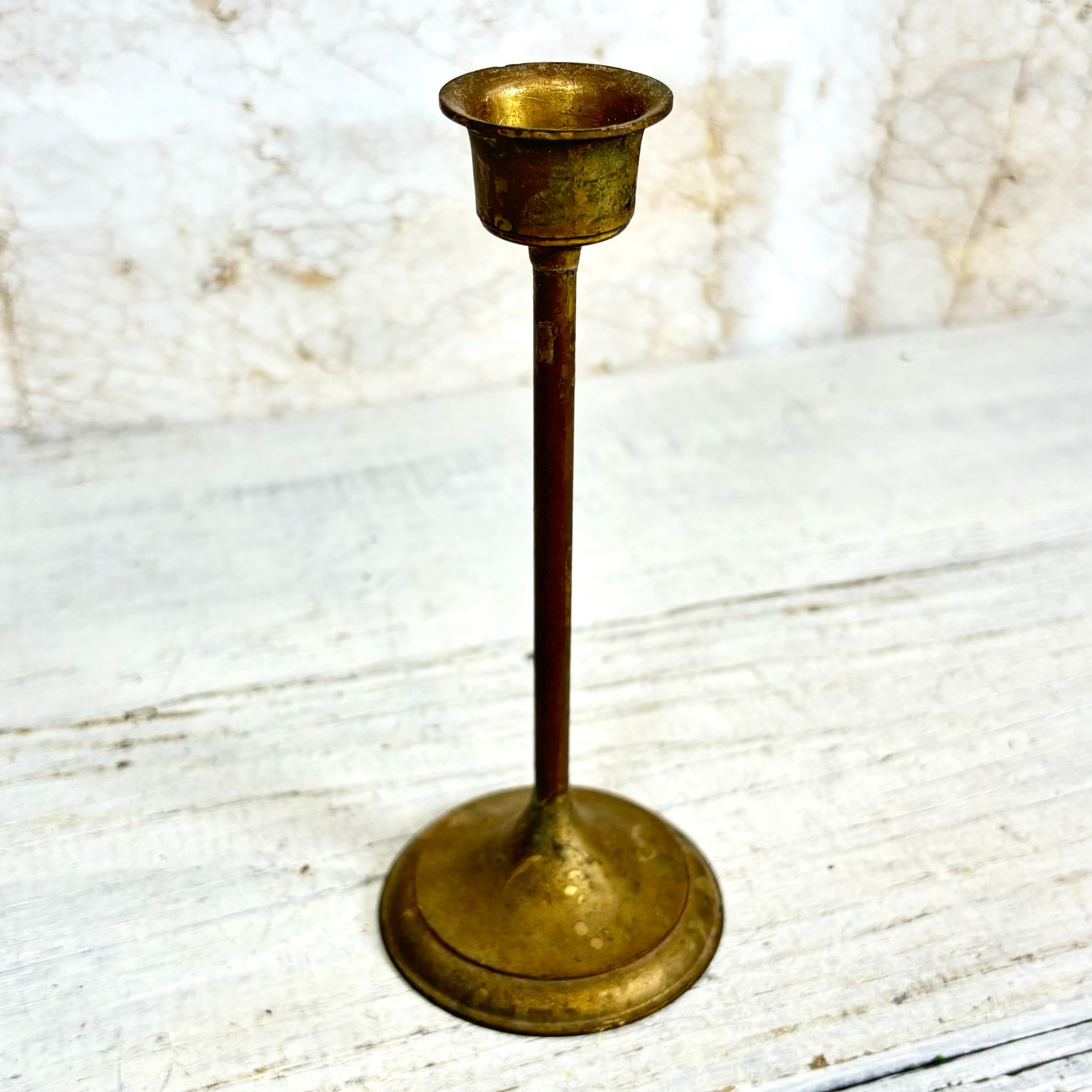 Vintage Skinny Brass Taper Candle Holder