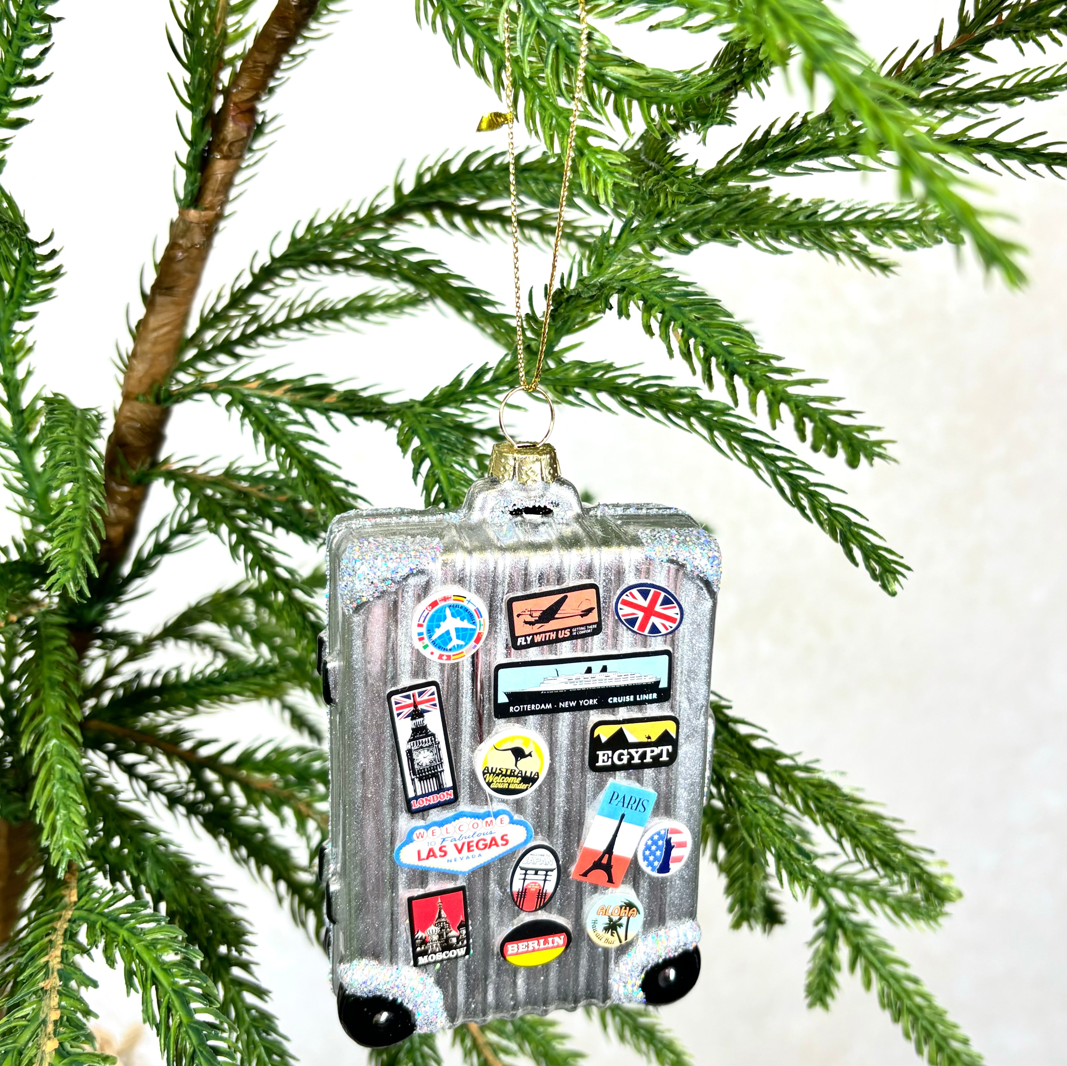 Jetsetter Suitcase Glass Ornament