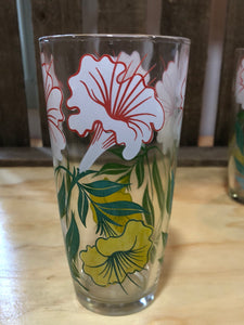 Mid Century Modern Hibiscus Glassware Set of Four