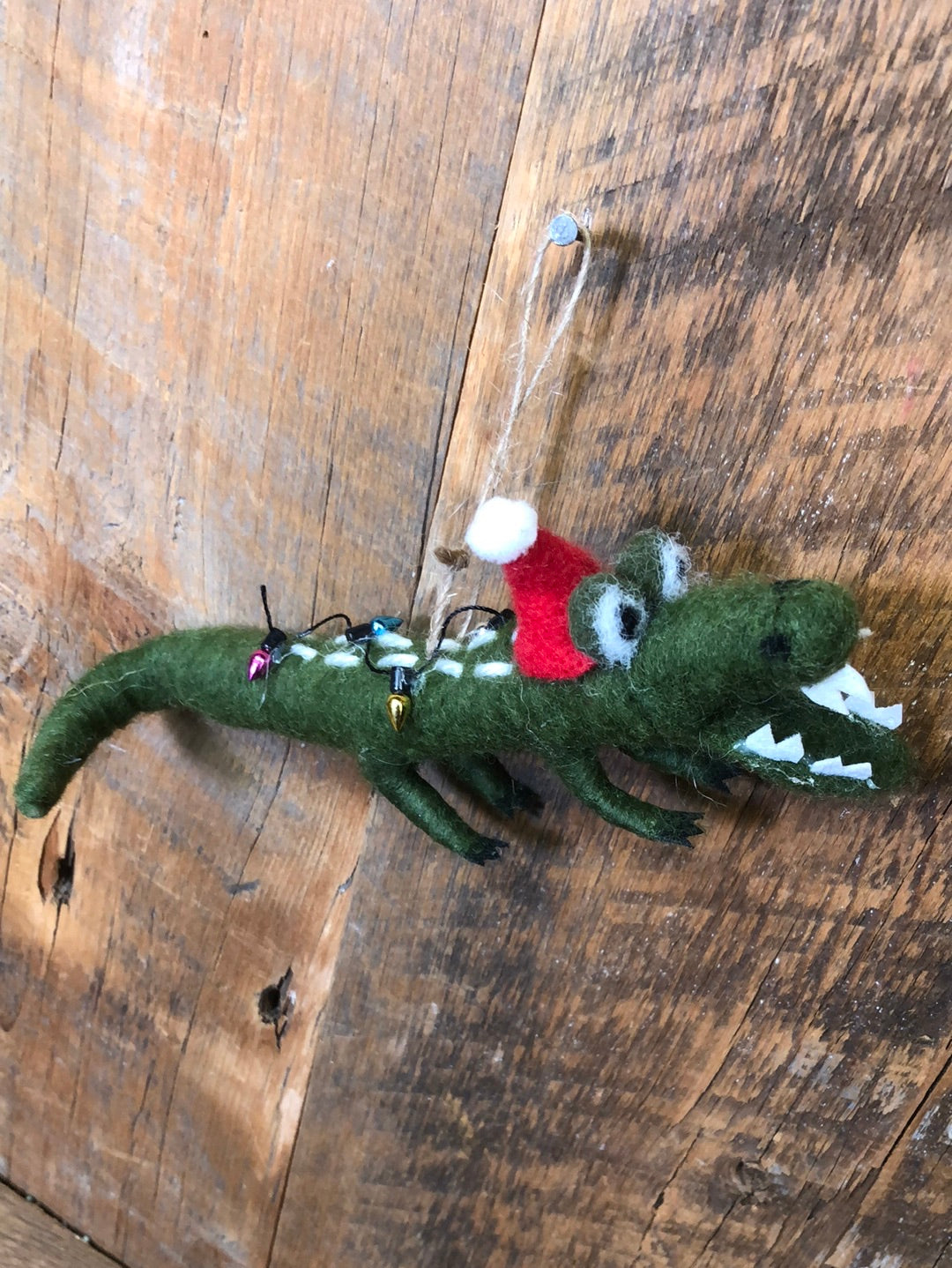 Felt Alligator with Santa Hat