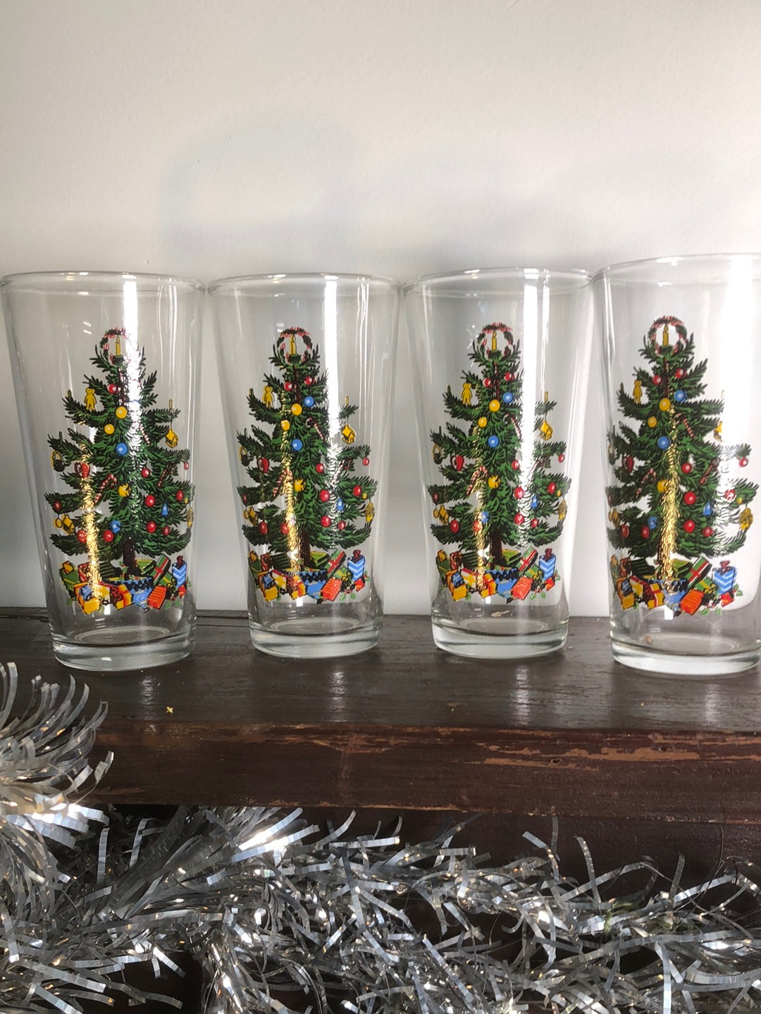 Drinking Glass Xmas Tree Set of Four