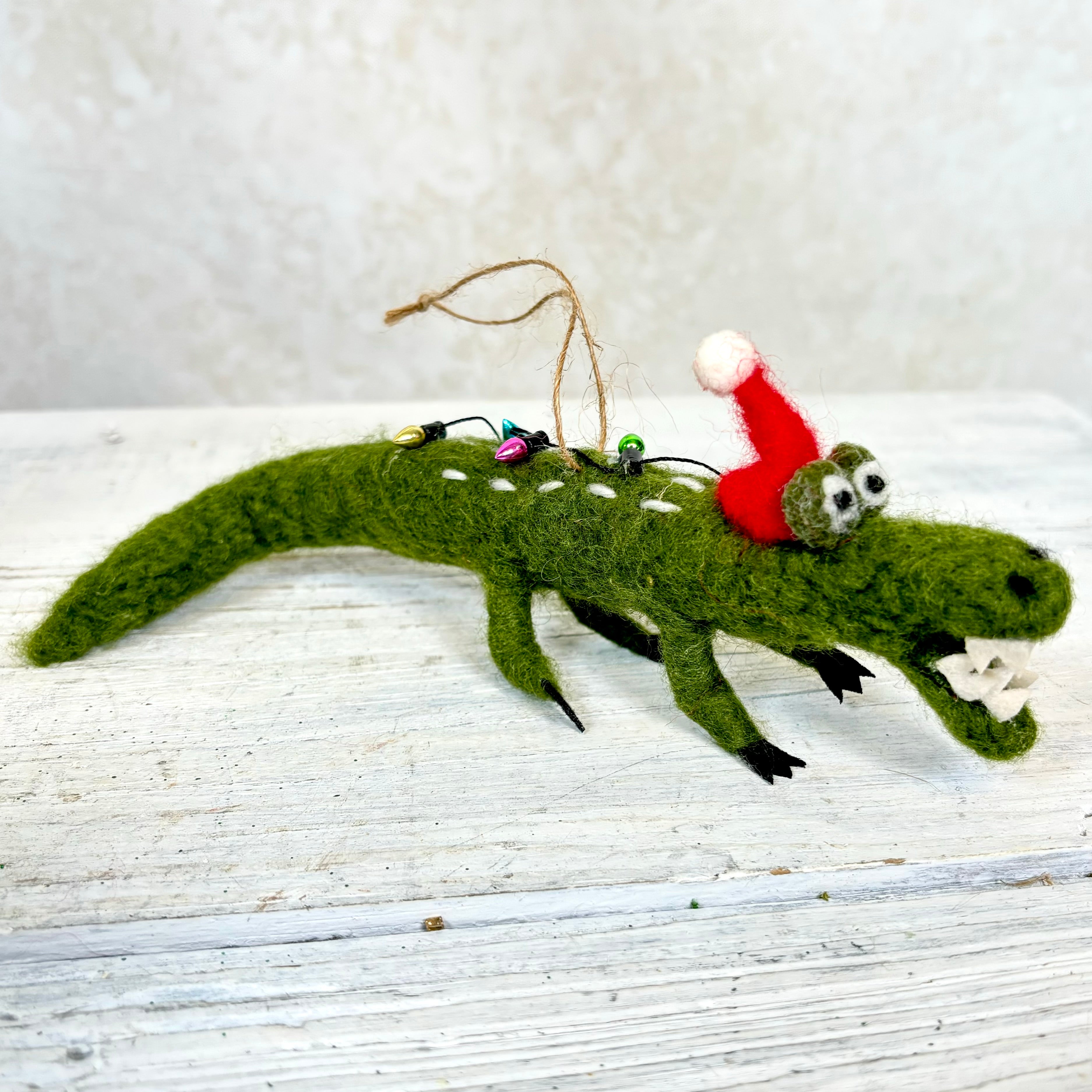 Felt Alligator with Santa Hat