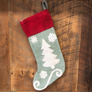 Cotton Knit Socking with Chenille Tree and Snowflakes