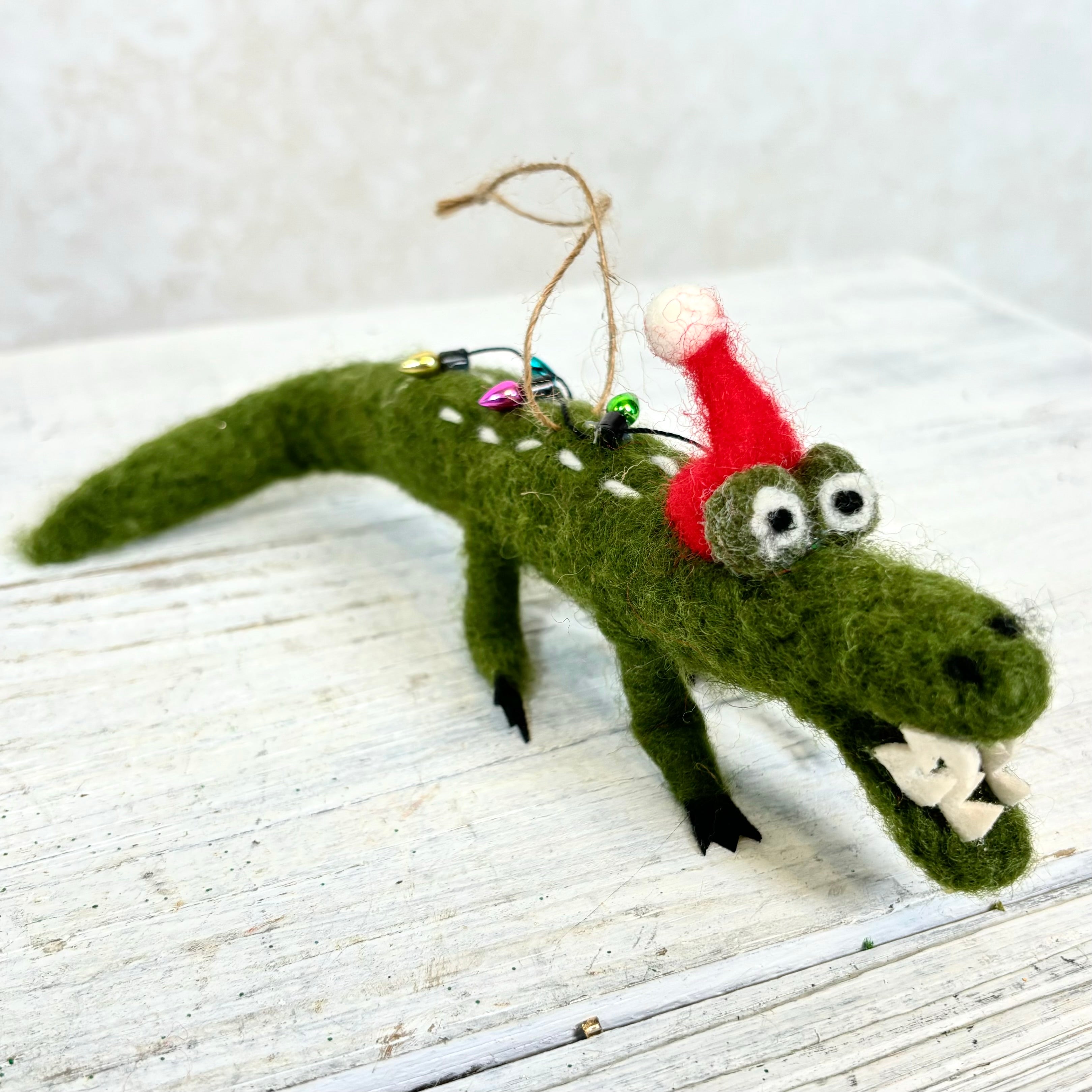 Felt Alligator with Santa Hat