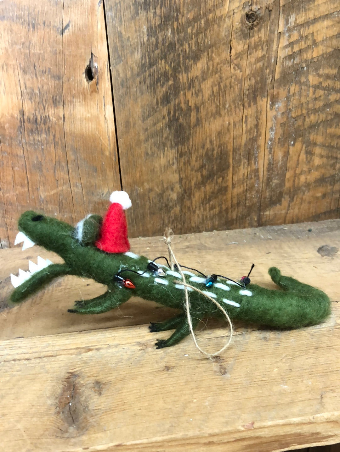 Felt Alligator with Santa Hat