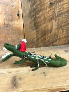 Felt Alligator with Santa Hat