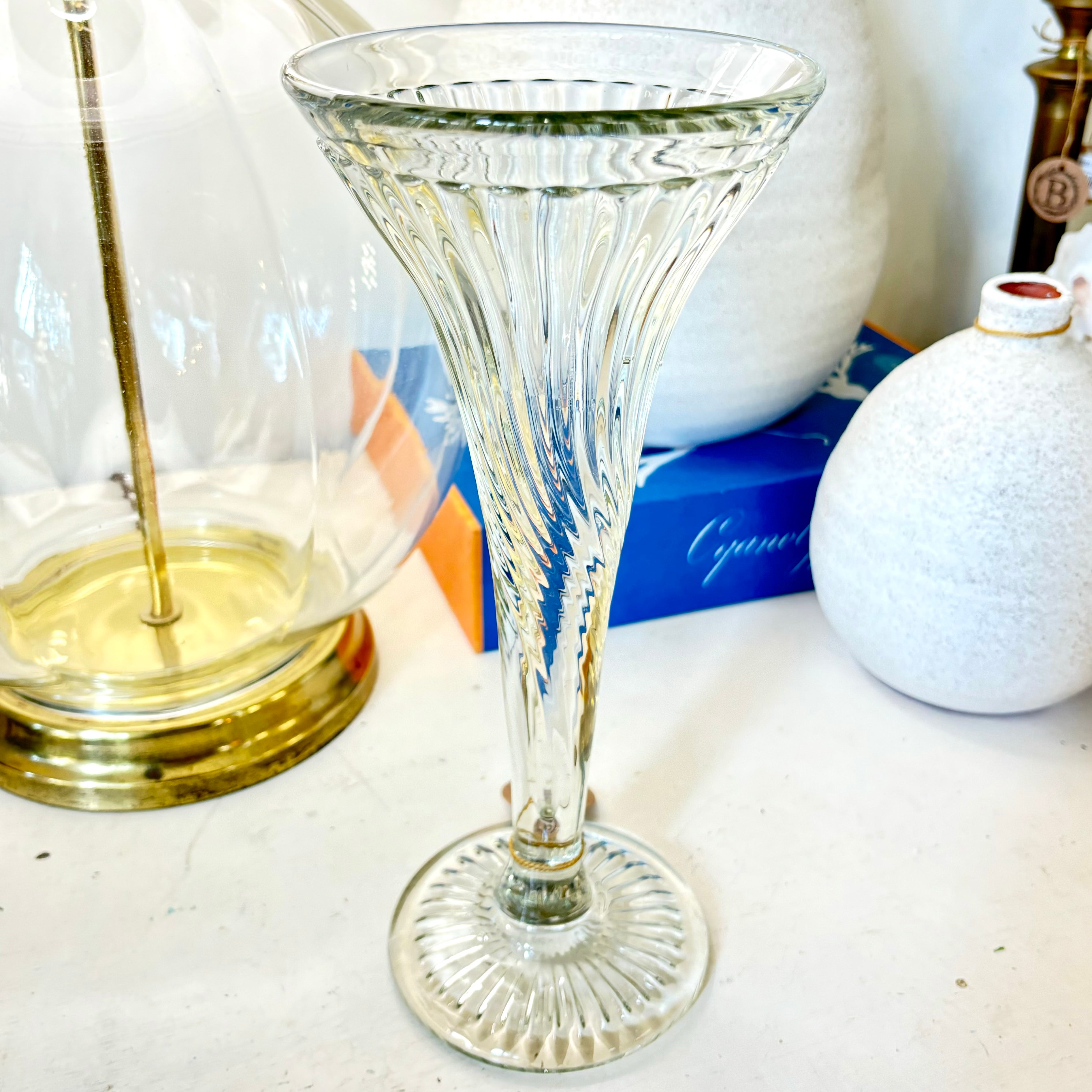 Tall Vintage Swirled Glass Vase