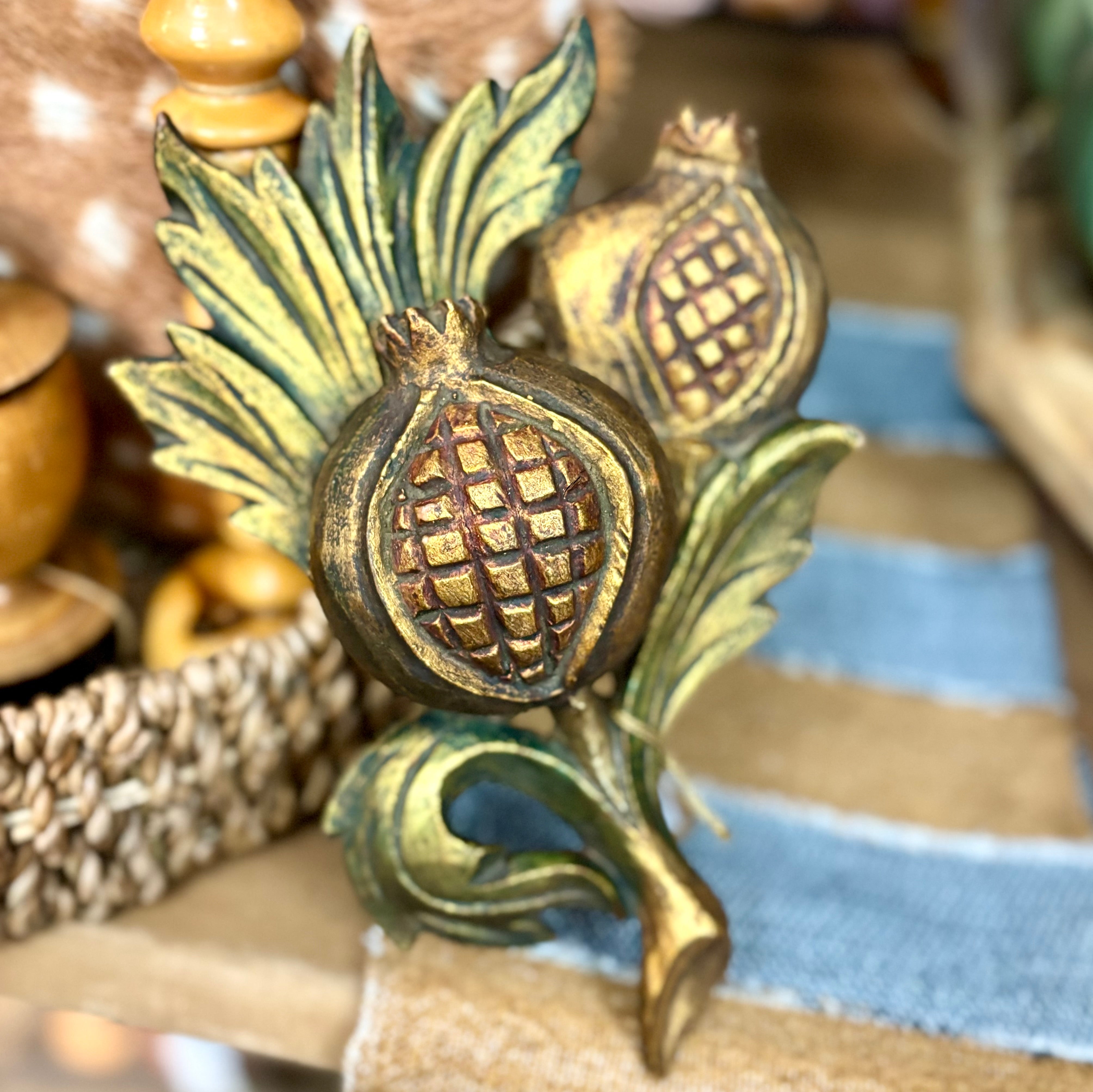 Carved Wooden Pomegranate