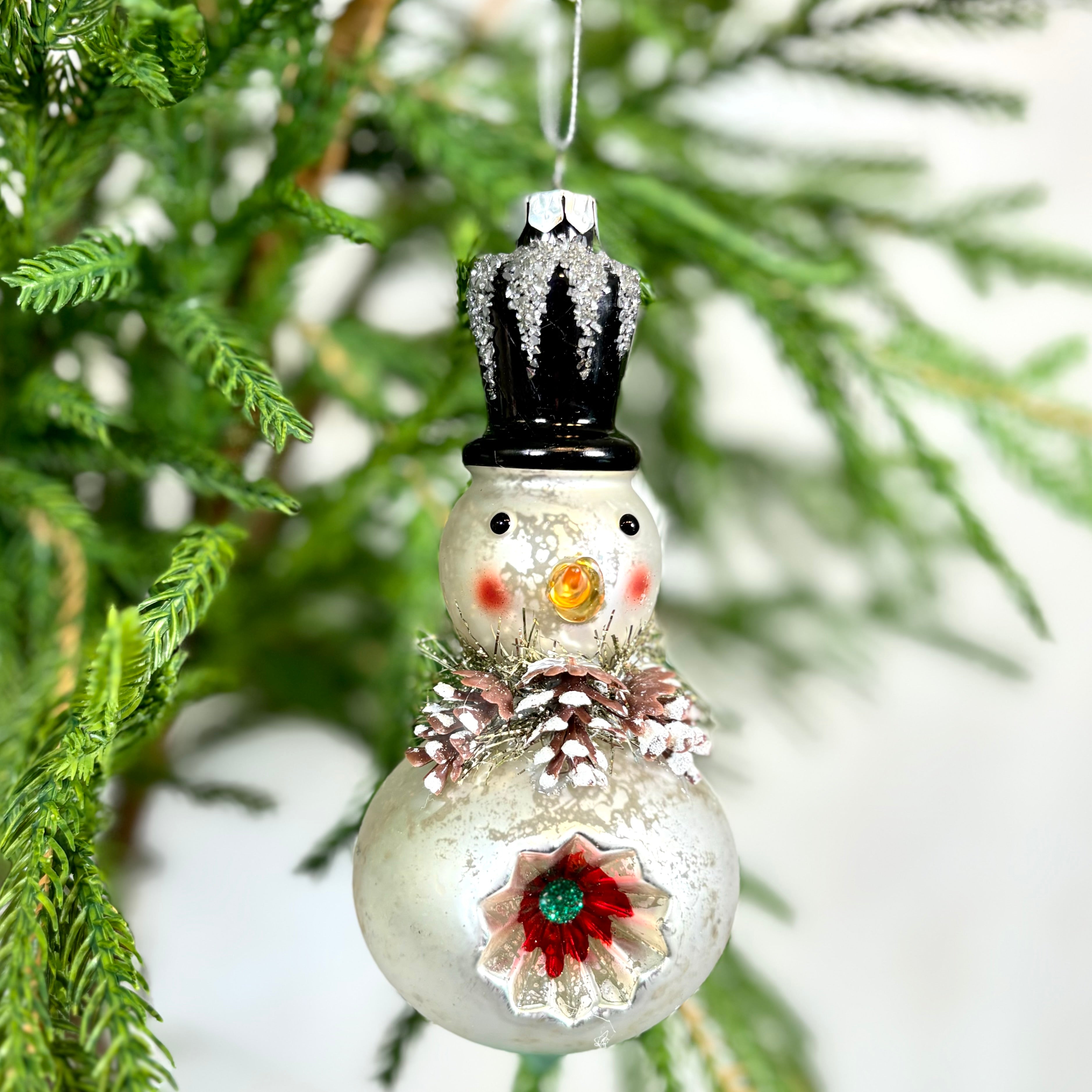 Mercury Glass Snowman Ornament Small