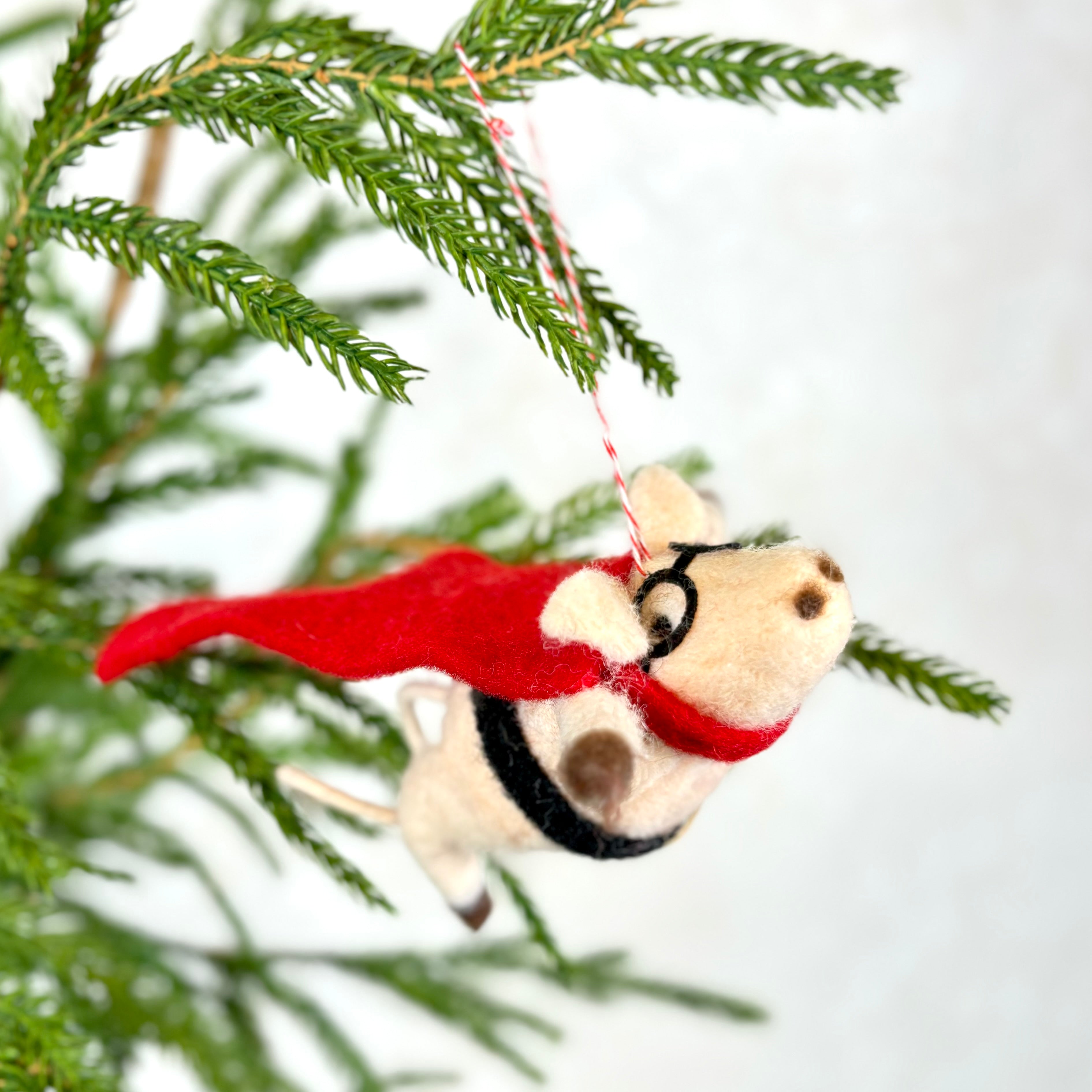 Felt Flying Pig Super Hero Ornament